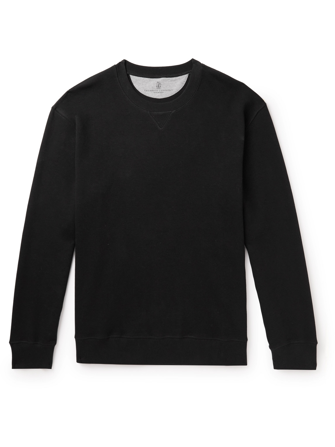 Brunello Cucinelli Crew Neck Cotton Sweatshirt In Black