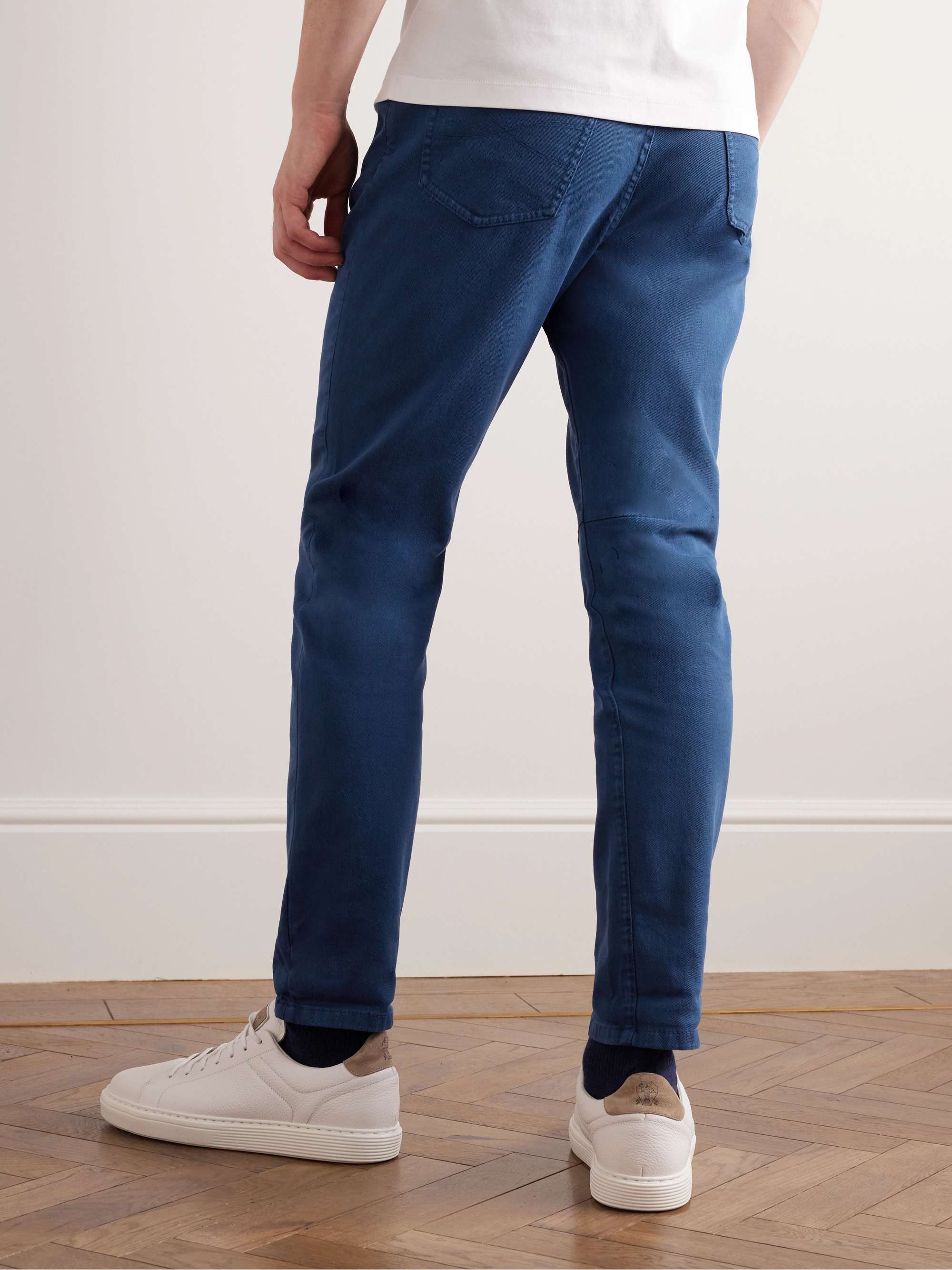 BRUNELLO CUCINELLI Tapered Garment-Dyed Stretch-Cotton Trousers