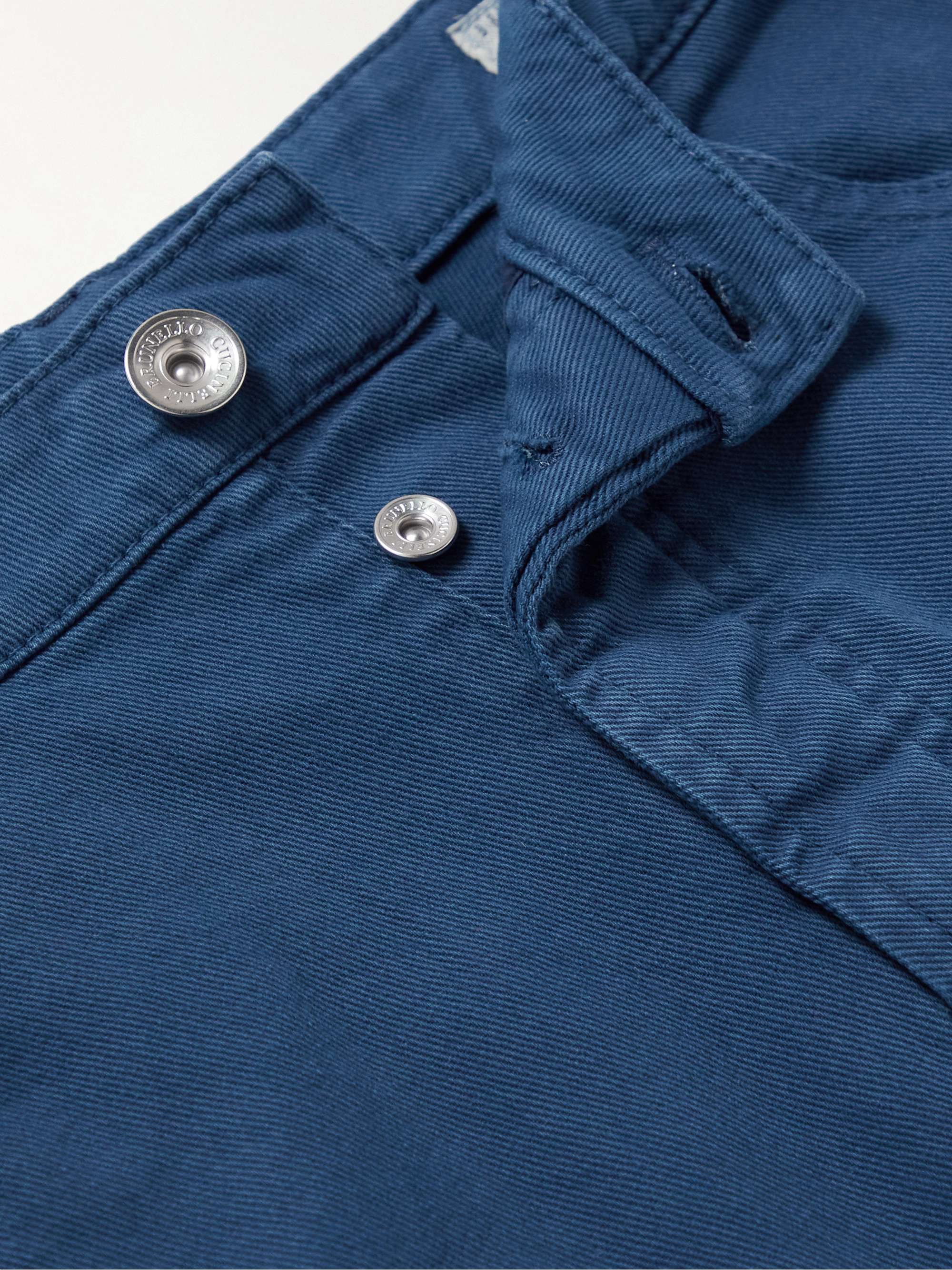BRUNELLO CUCINELLI Tapered Garment-Dyed Stretch-Cotton Trousers