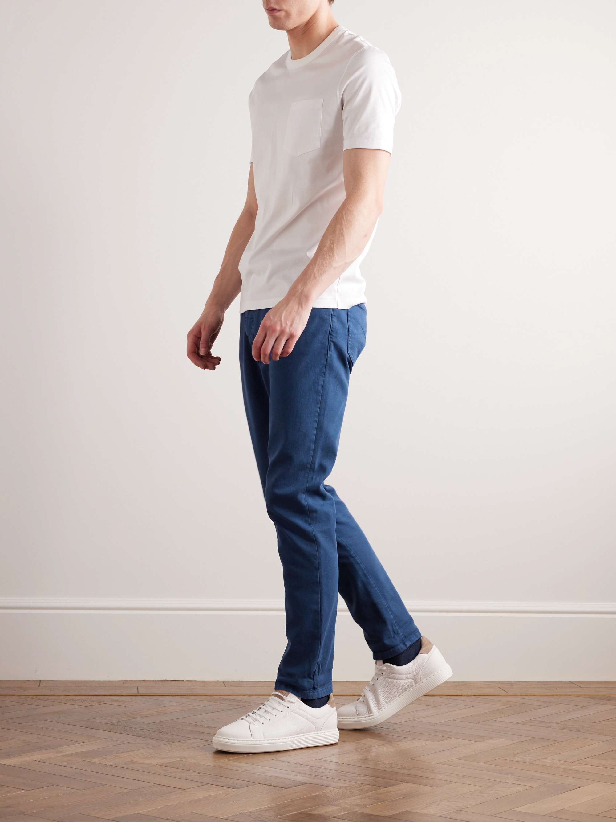 BRUNELLO CUCINELLI Tapered Garment-Dyed Stretch-Cotton Trousers