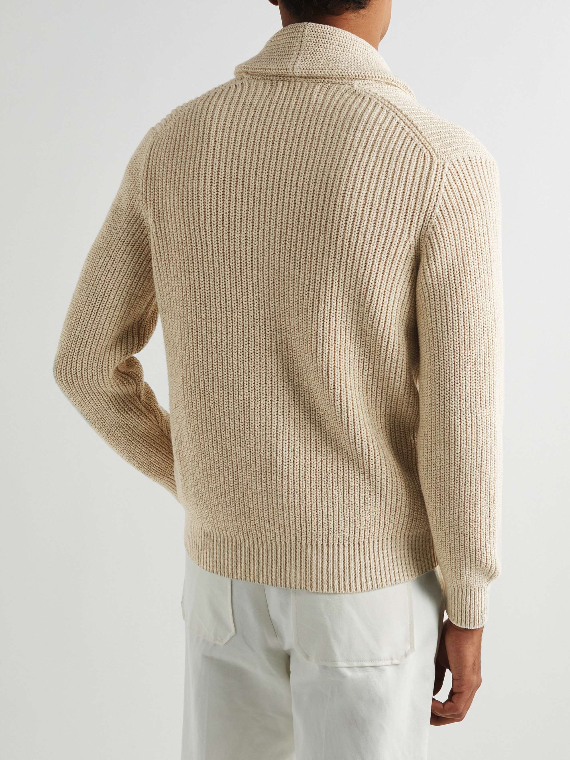 BRUNELLO CUCINELLI Shawl-Collar Ribbed Cotton Cardigan
