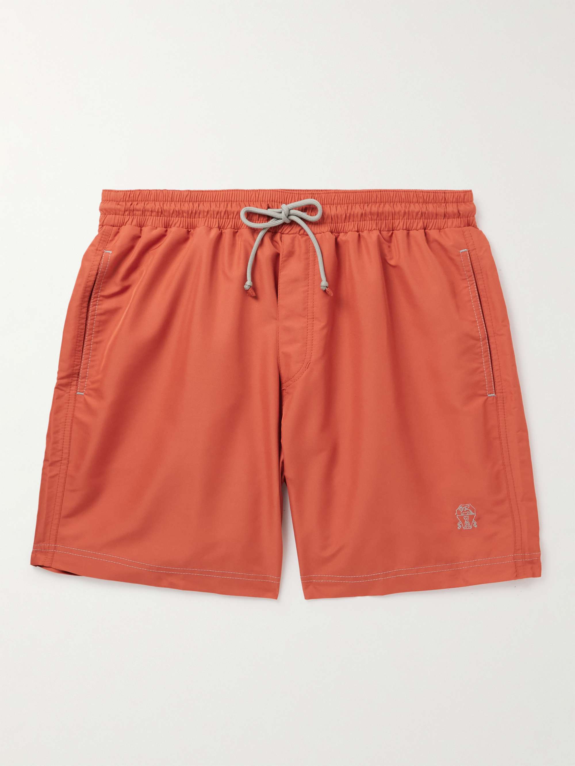 BRUNELLO CUCINELLI Straight-Leg Long-Length Logo-Embroidered Swim Shorts