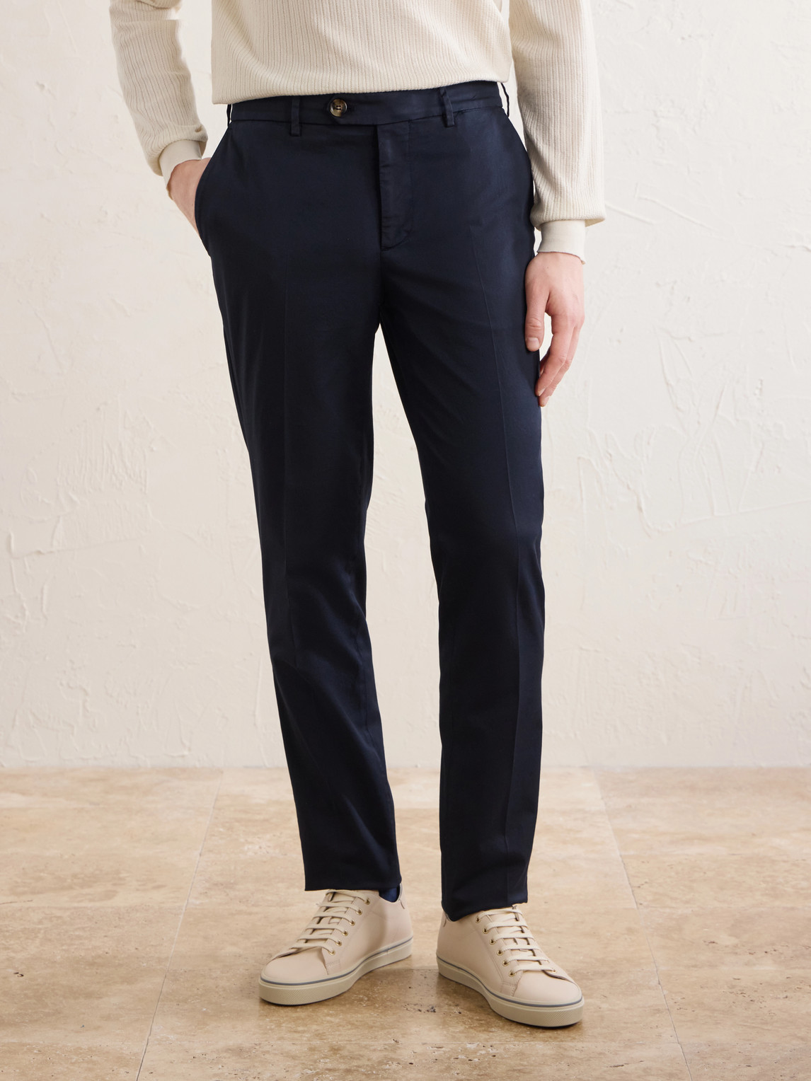 Stretch-Cotton Gabardine Trousers Slim-Fit