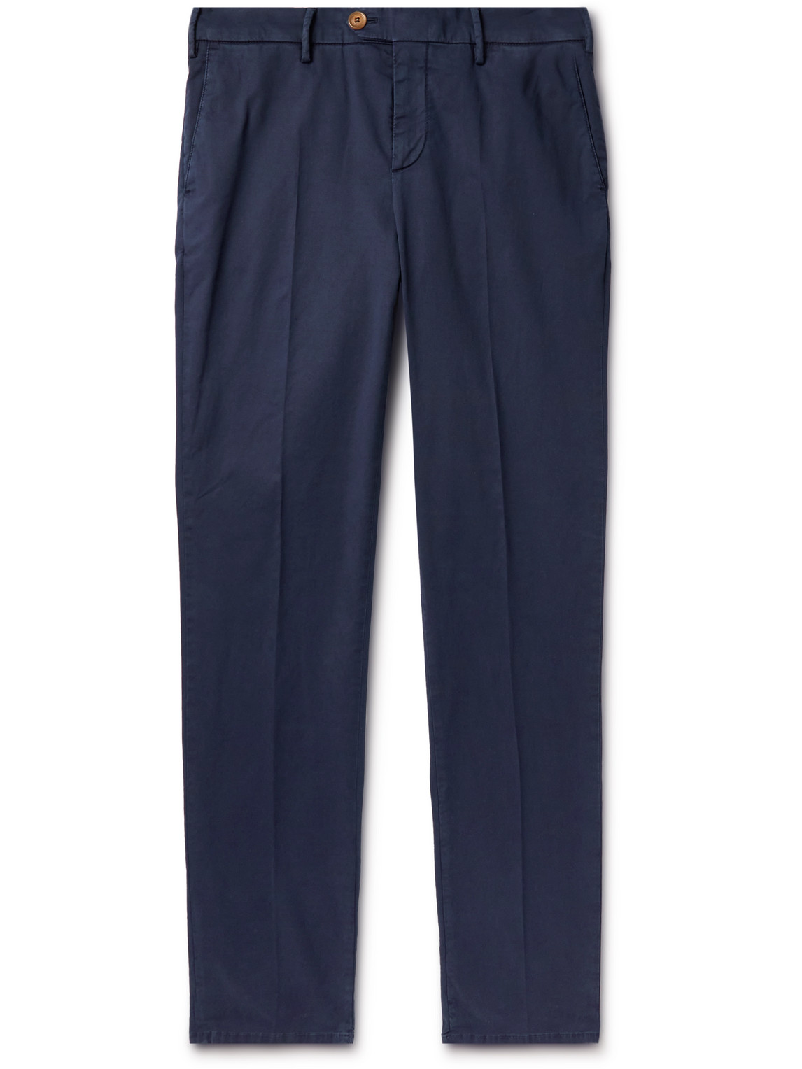 Brunello Cucinelli Slim-fit Stretch-cotton Gabardine Trousers In Blue