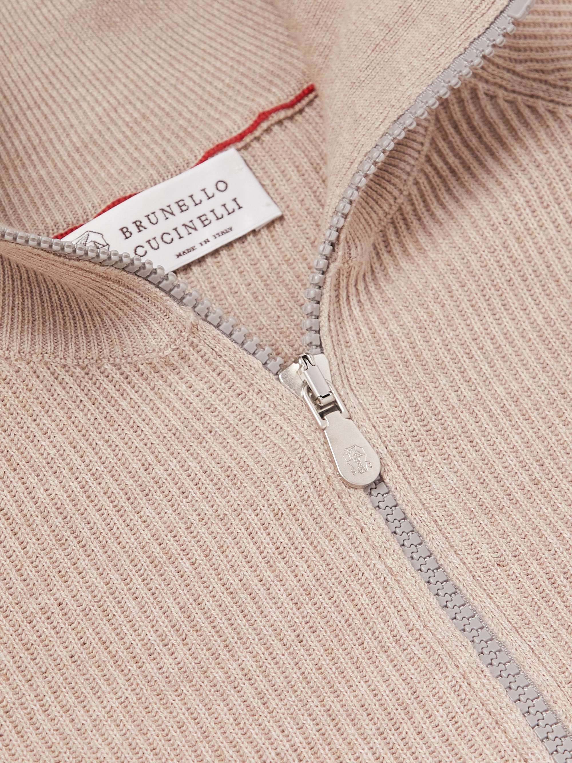 BRUNELLO CUCINELLI Ribbed Cotton Half-Zip Sweater