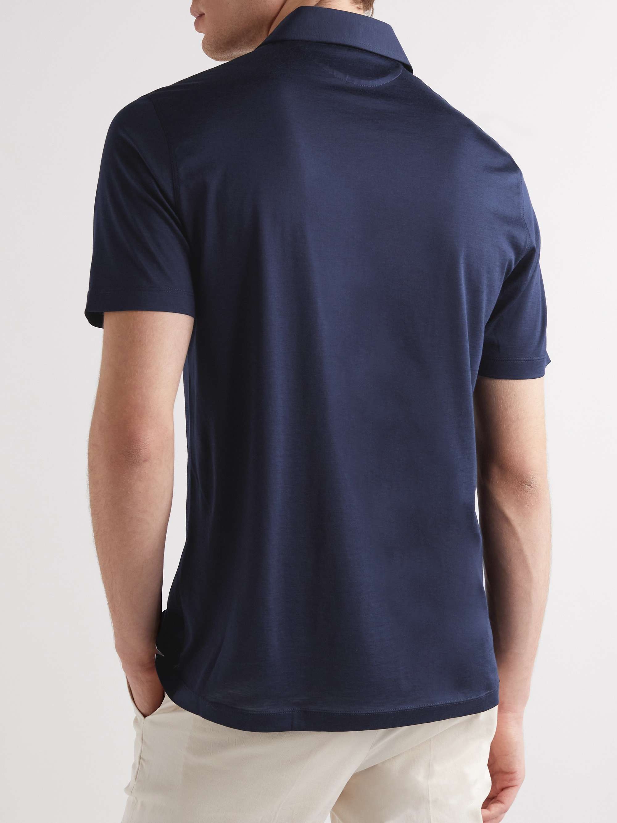 BRUNELLO CUCINELLI Silk and Cotton-Blend Polo Shirt