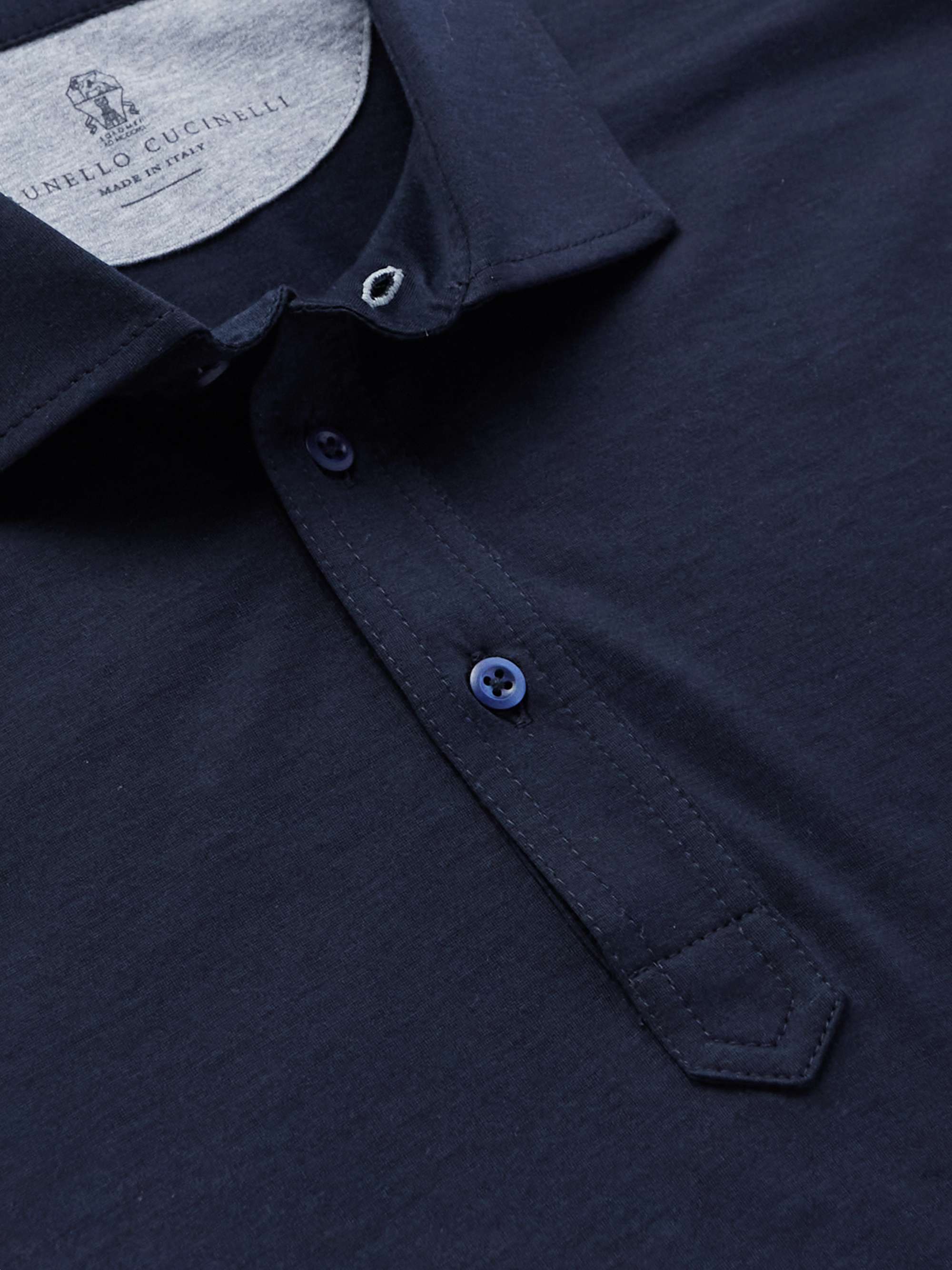 BRUNELLO CUCINELLI Silk and Cotton-Blend Polo Shirt