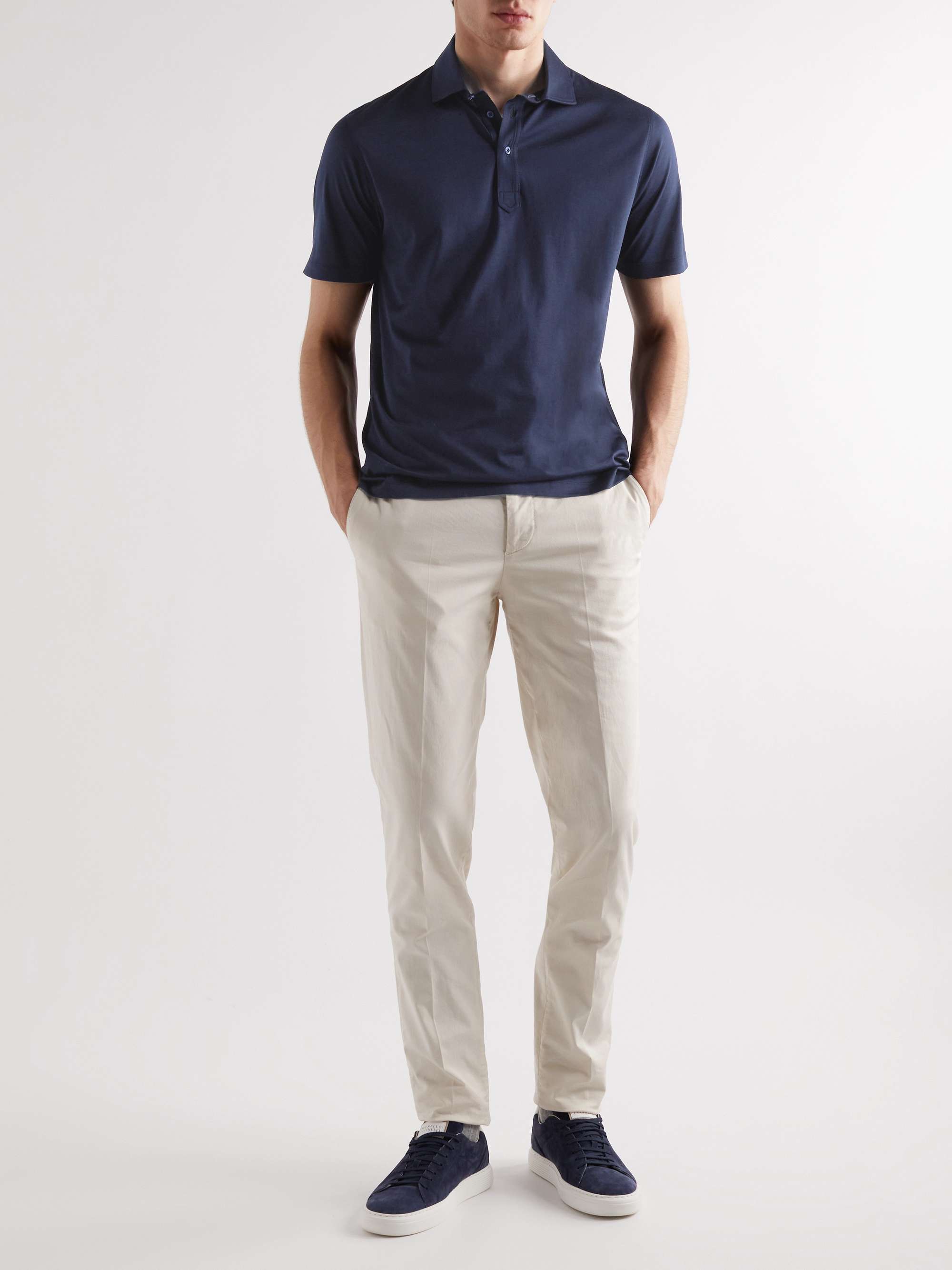 BRUNELLO CUCINELLI Silk and Cotton-Blend Polo Shirt