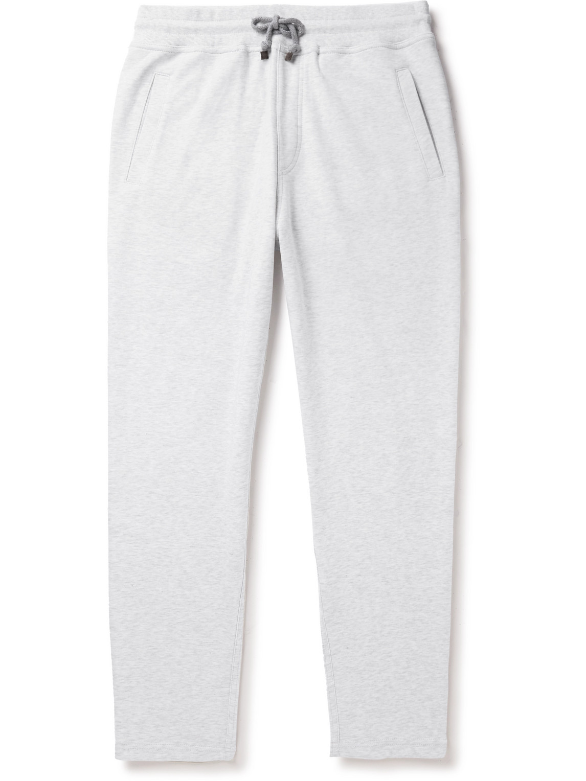 Brunello Cucinelli Straight-leg Cotton-blend Jersey Sweatpants In Gray