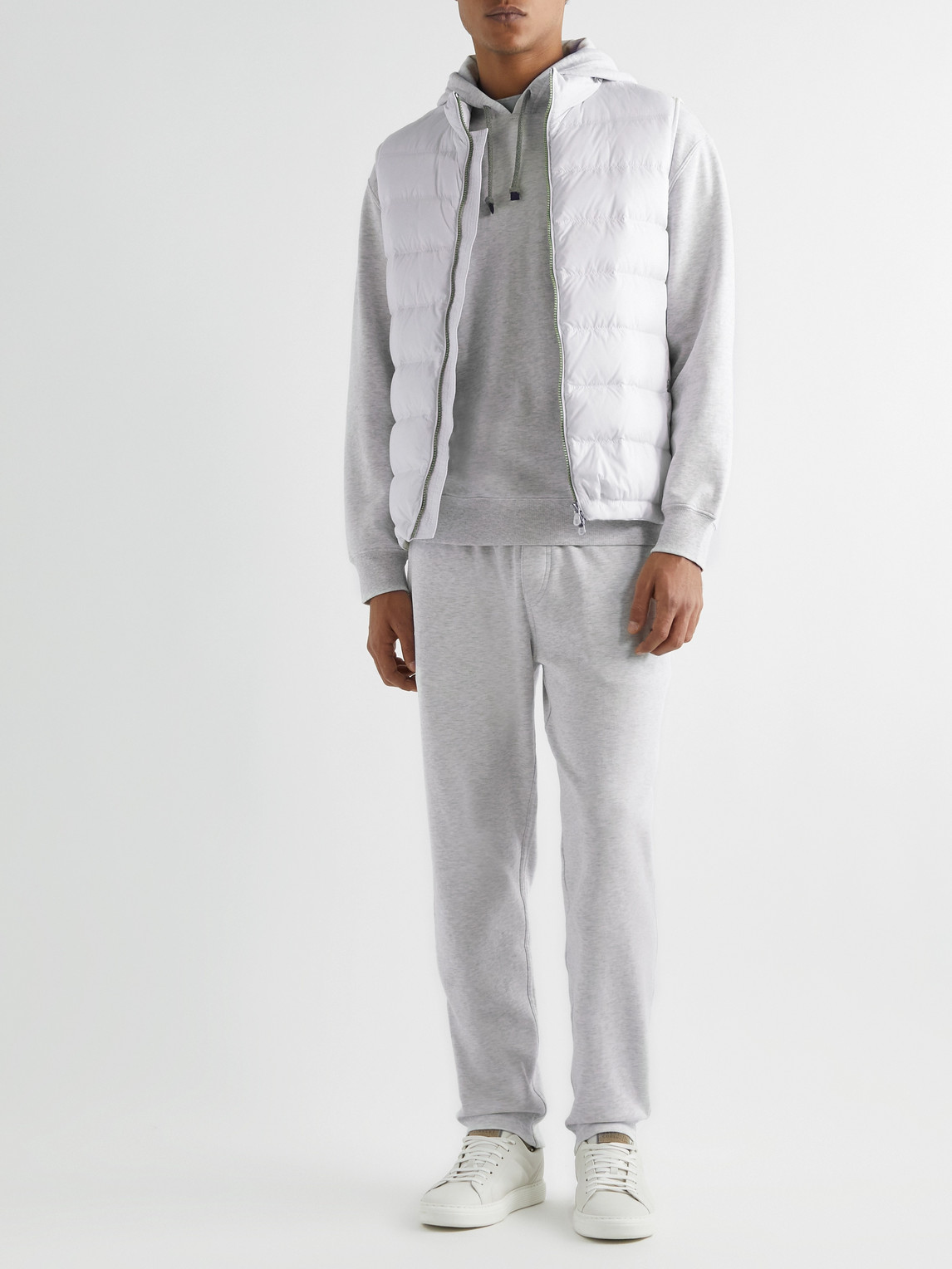 Shop Brunello Cucinelli Cottoon-blend Jersey Hoodie In Gray