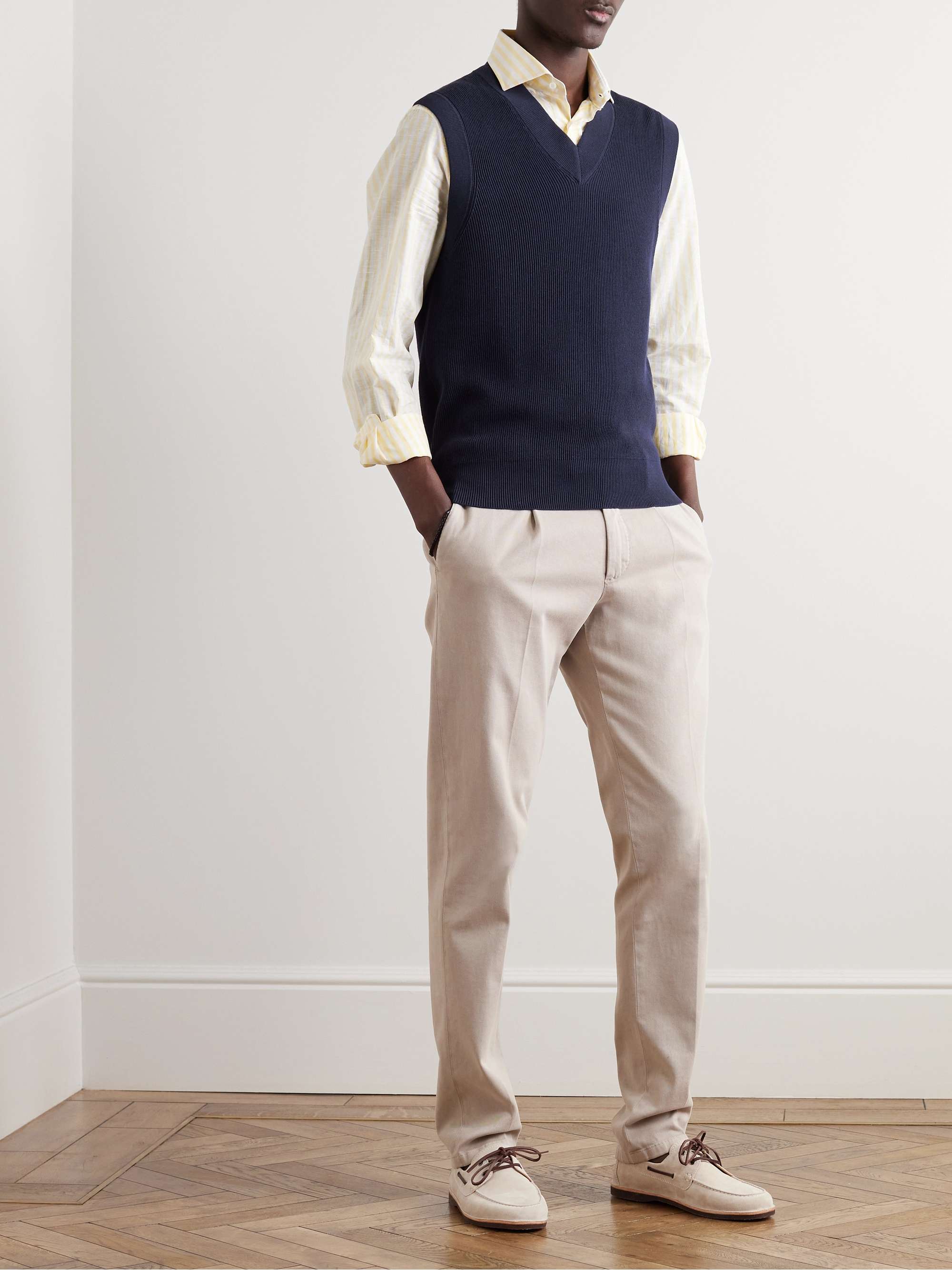 BRUNELLO CUCINELLI Ribbed Cotton Sweater Vest