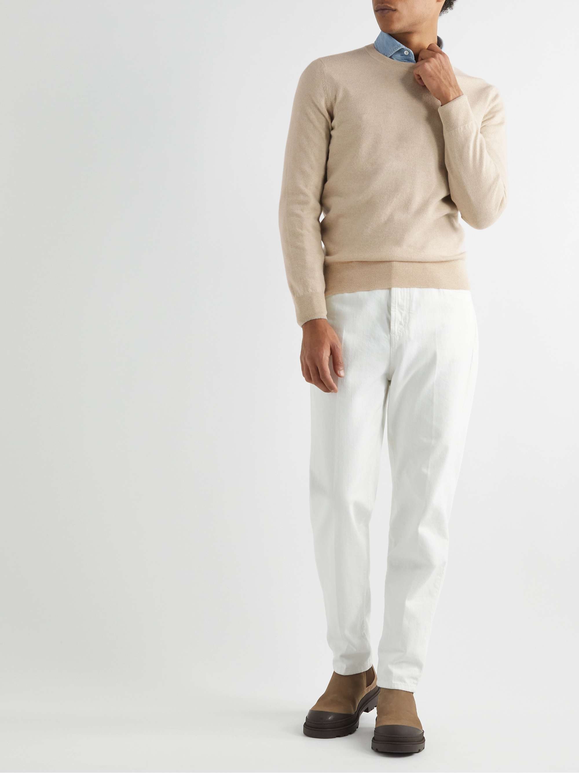 Mens cream deals cashmere sweater