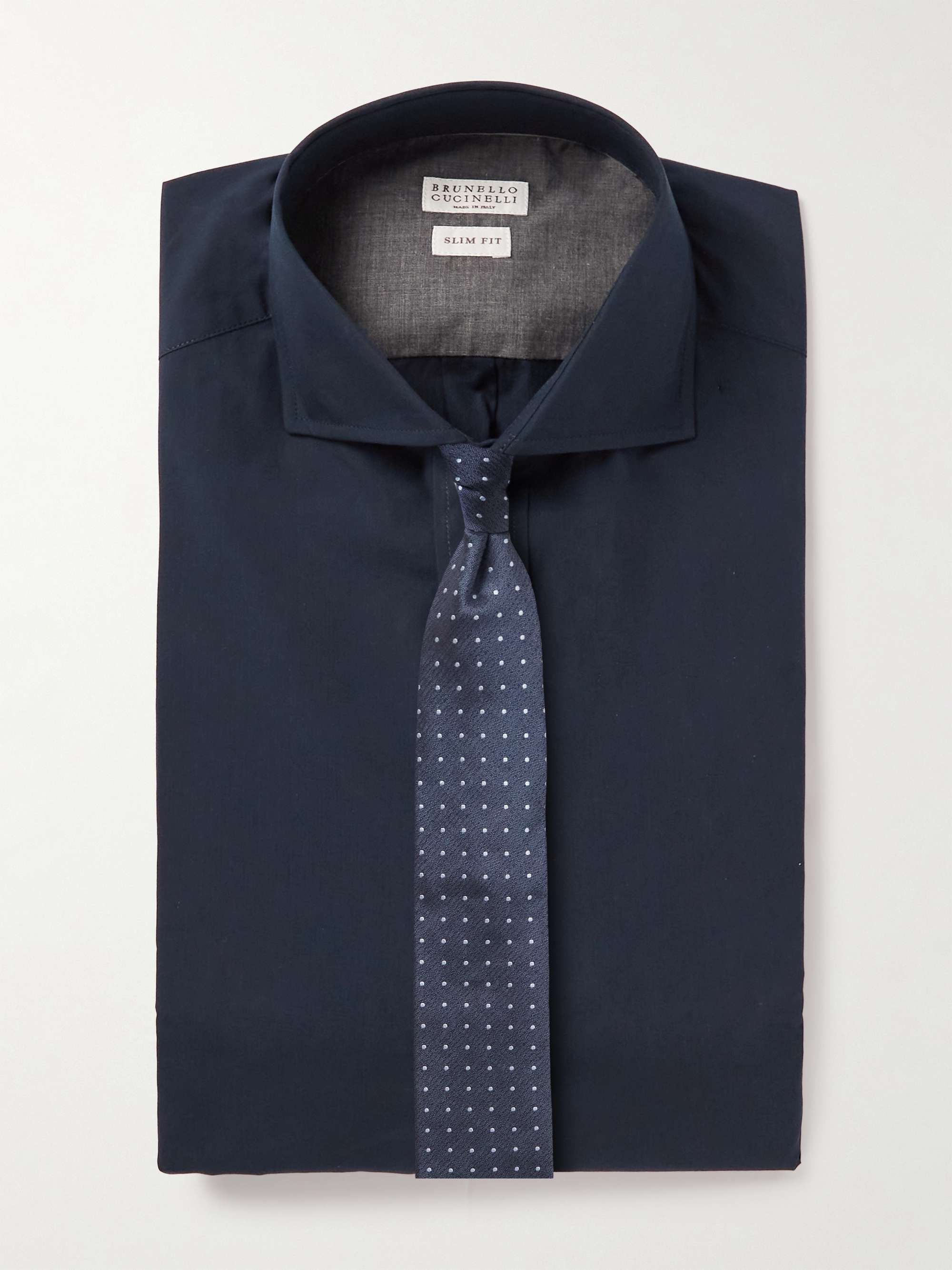 BRUNELLO CUCINELLI Slim-Fit Cutaway-Collar Cotton-Poplin Shirt
