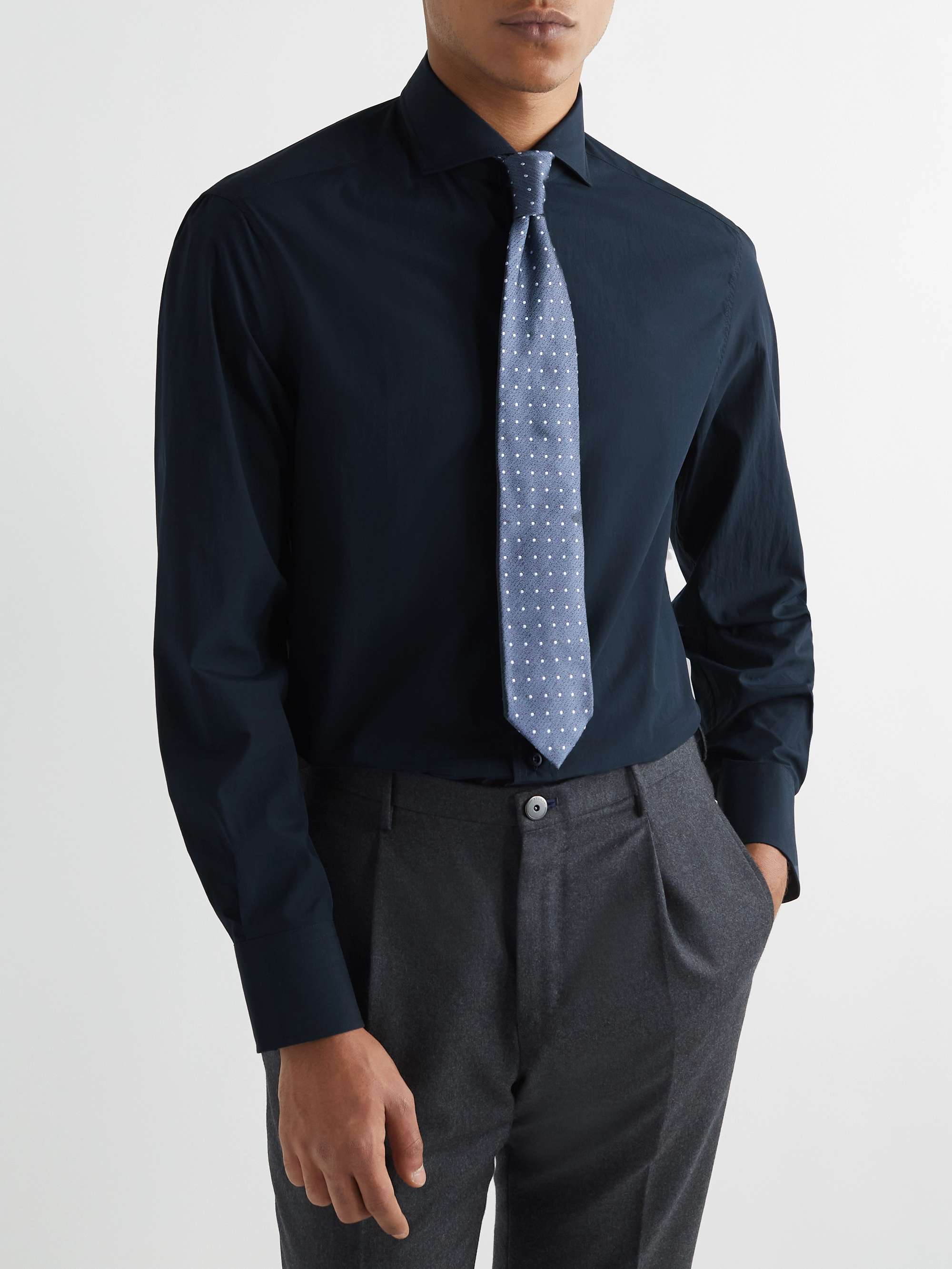 BRUNELLO CUCINELLI Slim-Fit Cutaway-Collar Cotton-Poplin Shirt