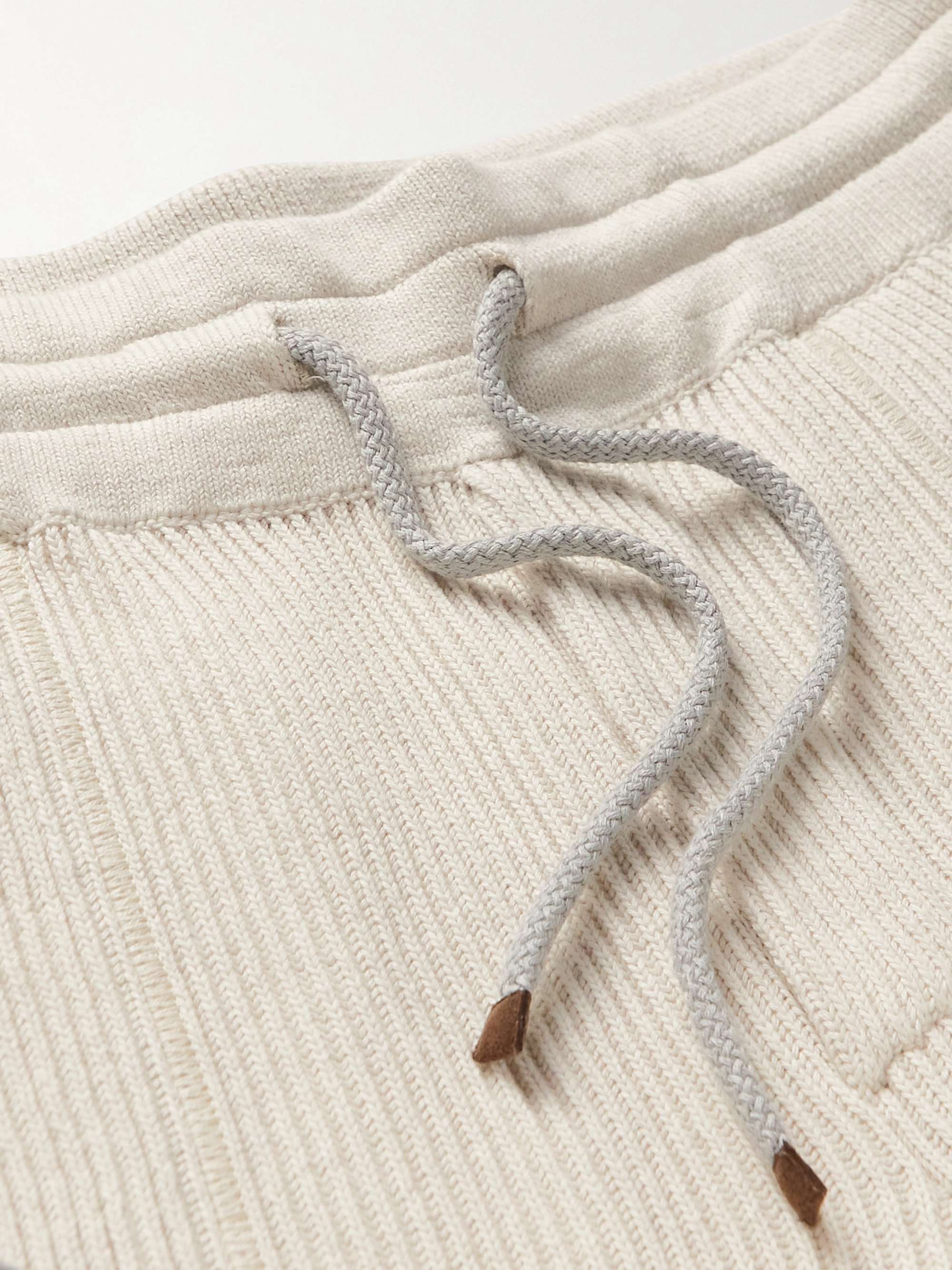 BRUNELLO CUCINELLI Tapered Ribbed Cotton Sweatpants