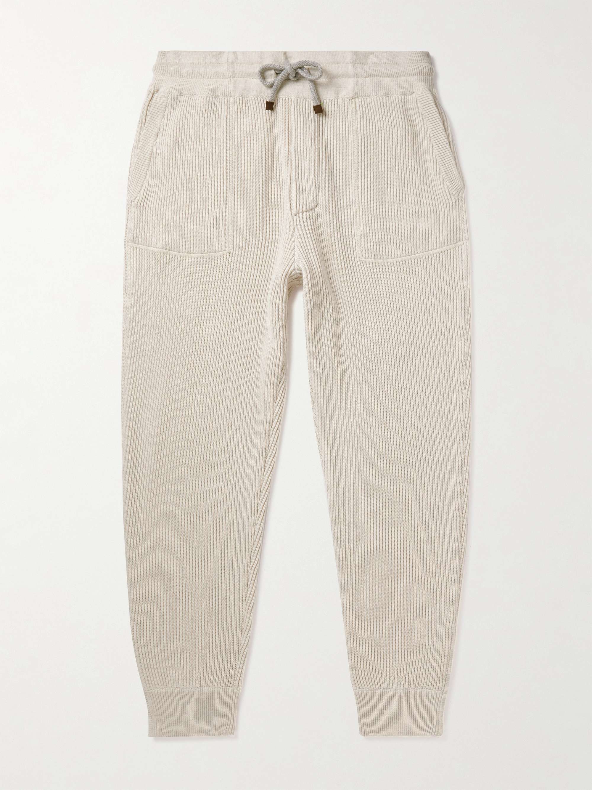 Tapered Ribbed Cotton Sweatpants