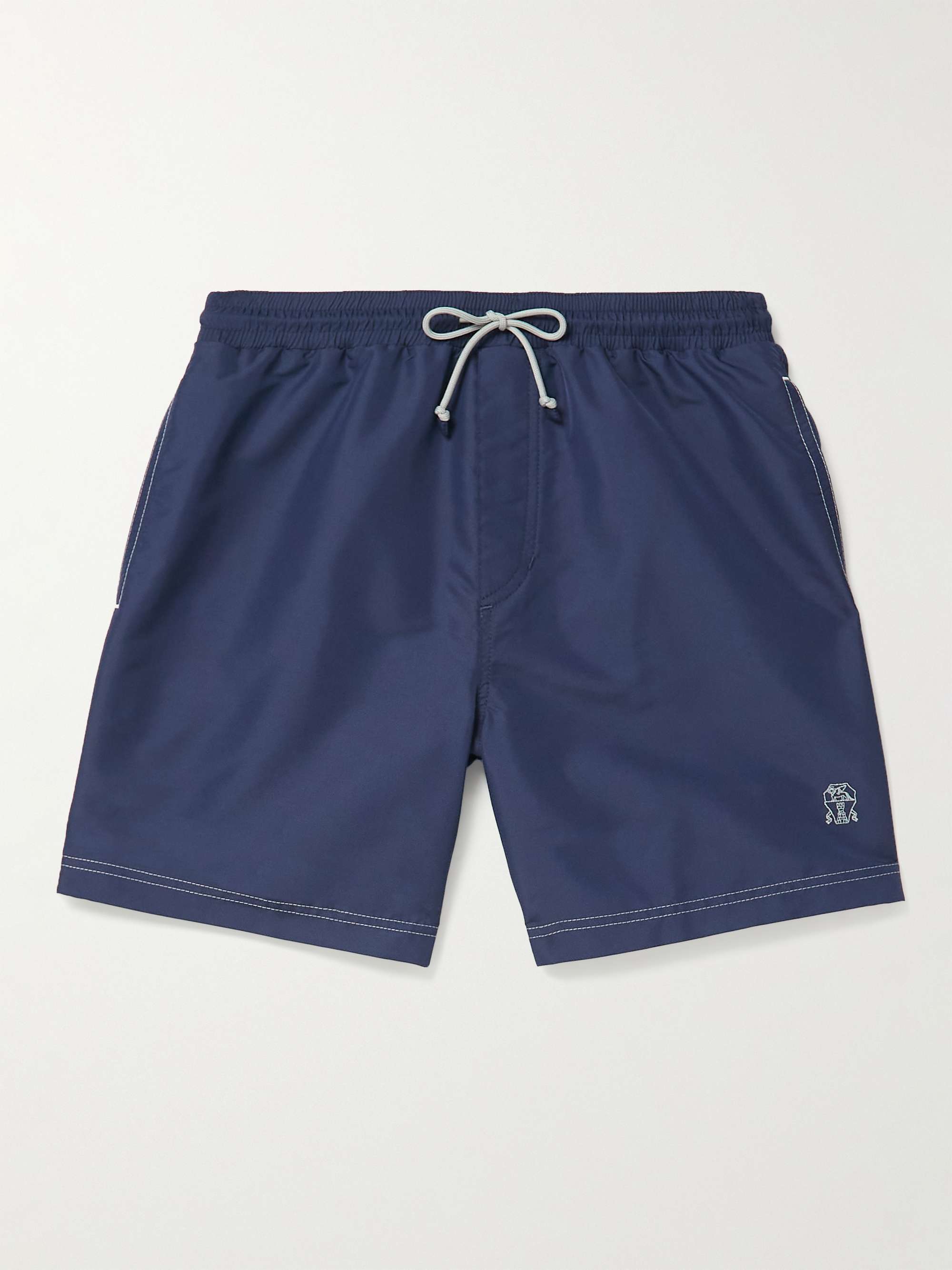 BRUNELLO CUCINELLI Long-Length Logo-Embroidered Swim Shorts