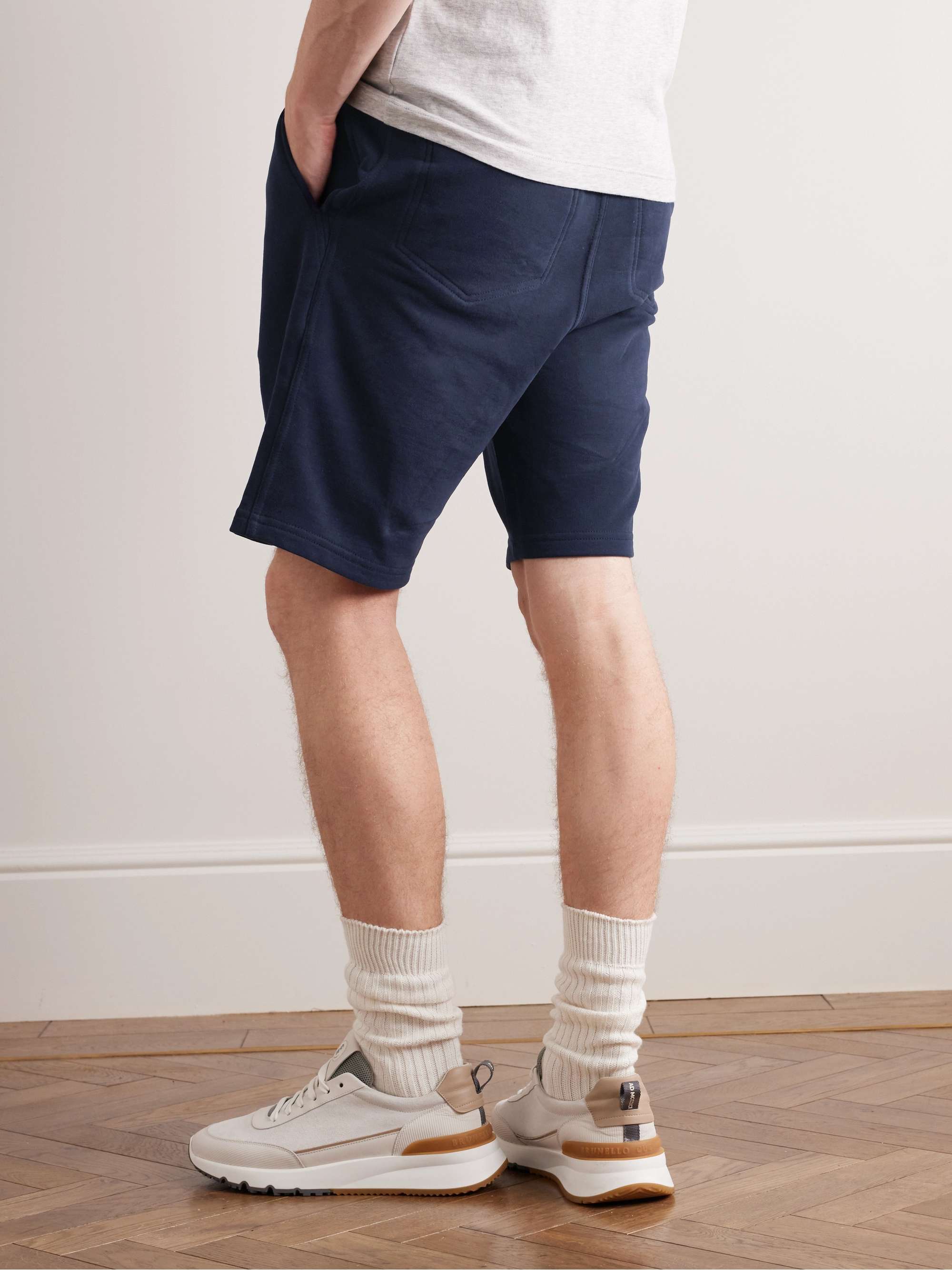 BRUNELLO CUCINELLI Straight-Leg Cotton-Jersey Drawstring Shorts