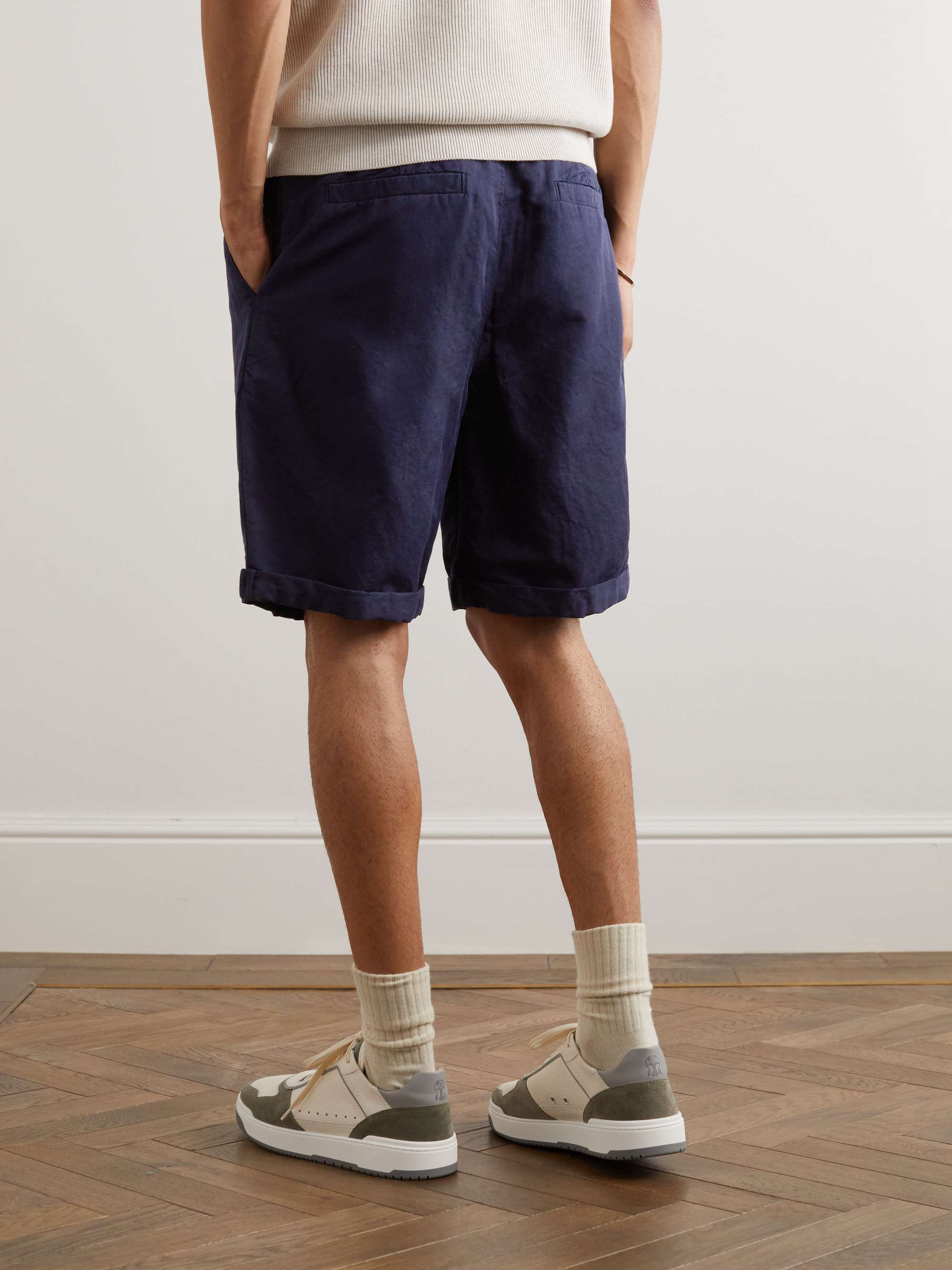 BRUNELLO CUCINELLI Straight-Leg Linen and Cotton-Blend Drawstring Shorts