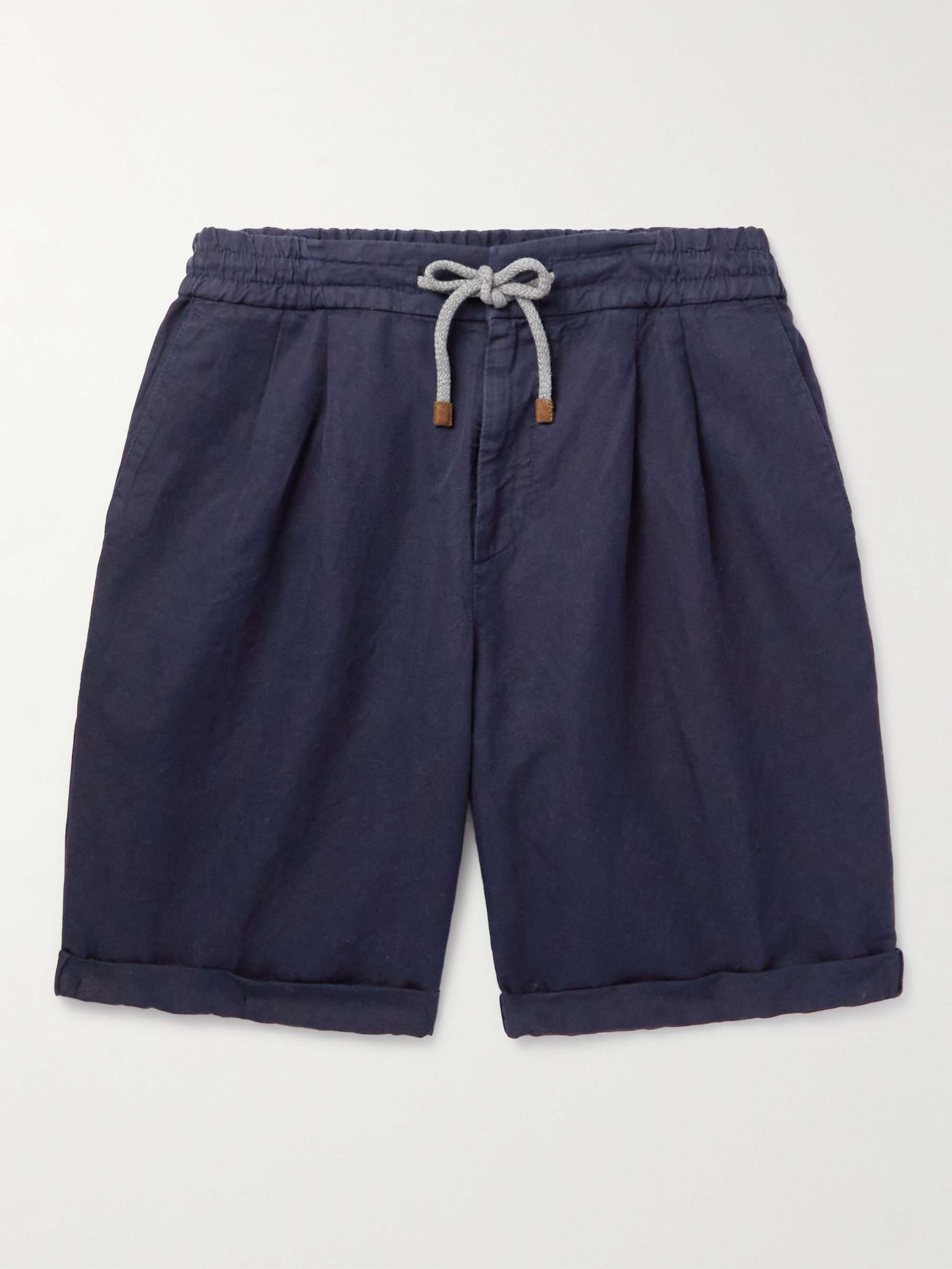 BRUNELLO CUCINELLI Straight-Leg Linen and Cotton-Blend Drawstring Shorts