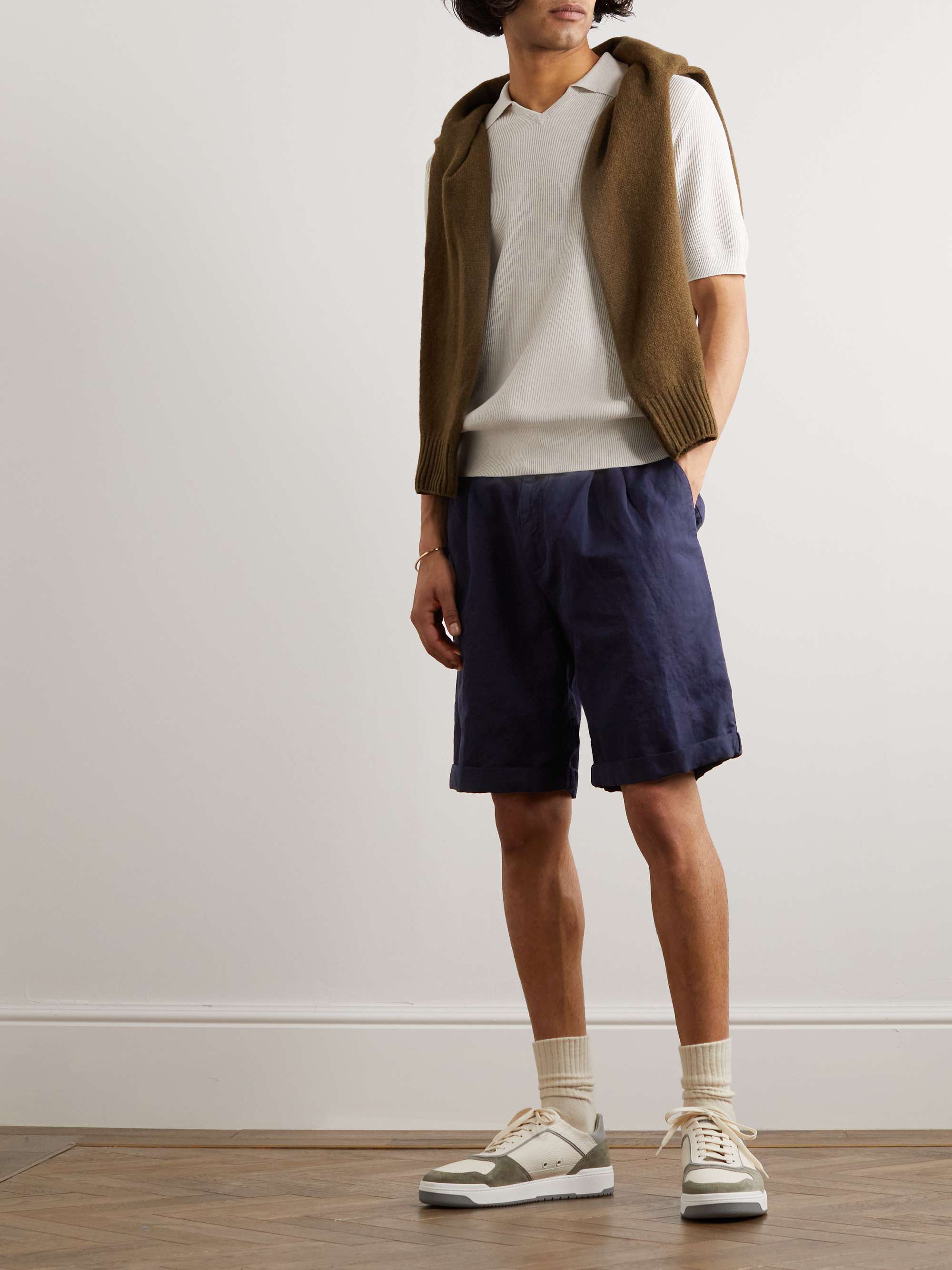 BRUNELLO CUCINELLI Straight-Leg Linen and Cotton-Blend Drawstring ...