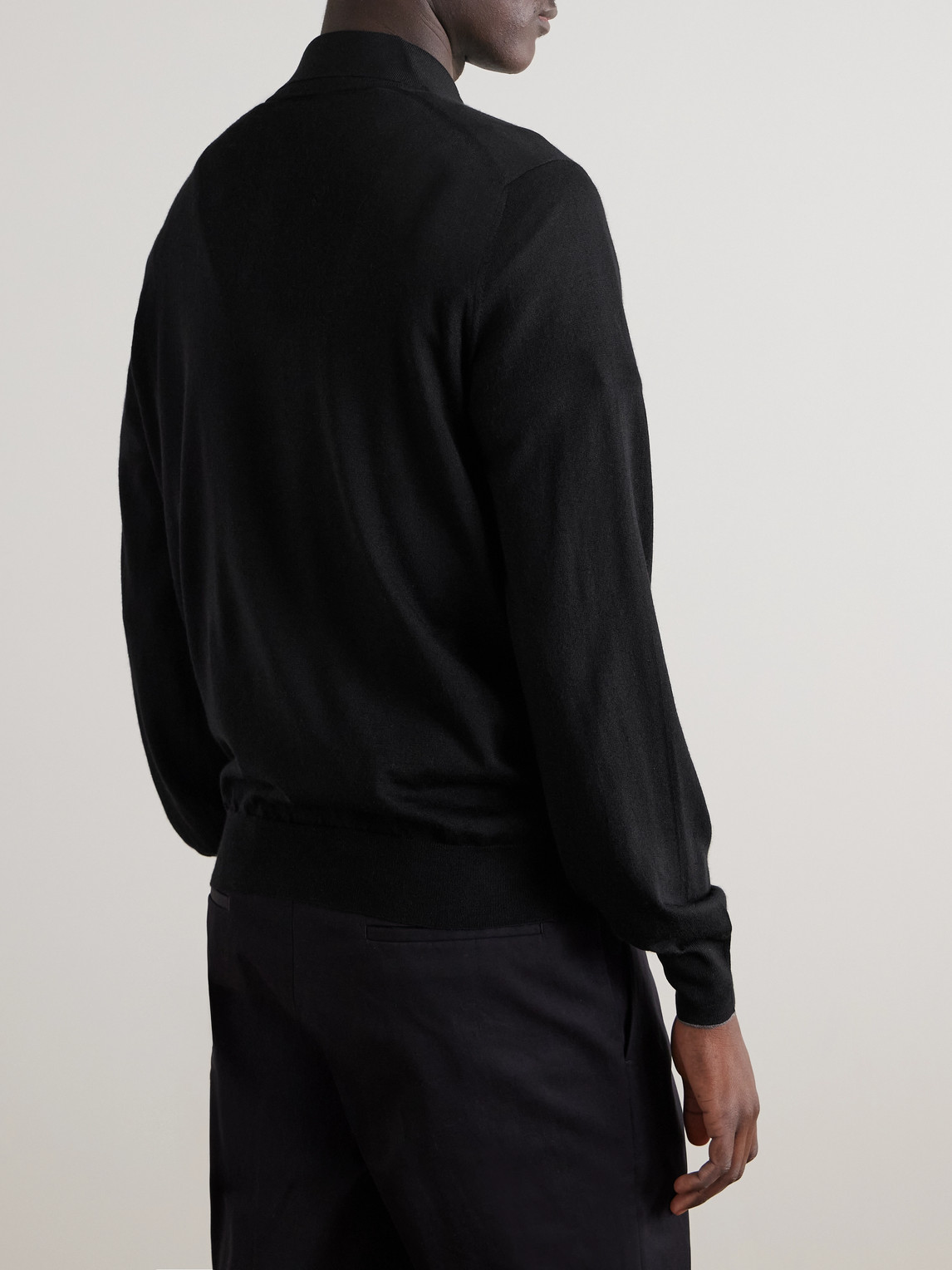 Shop Brunello Cucinelli Virgin Wool And Cashmere-blend Polo Shirt In Black