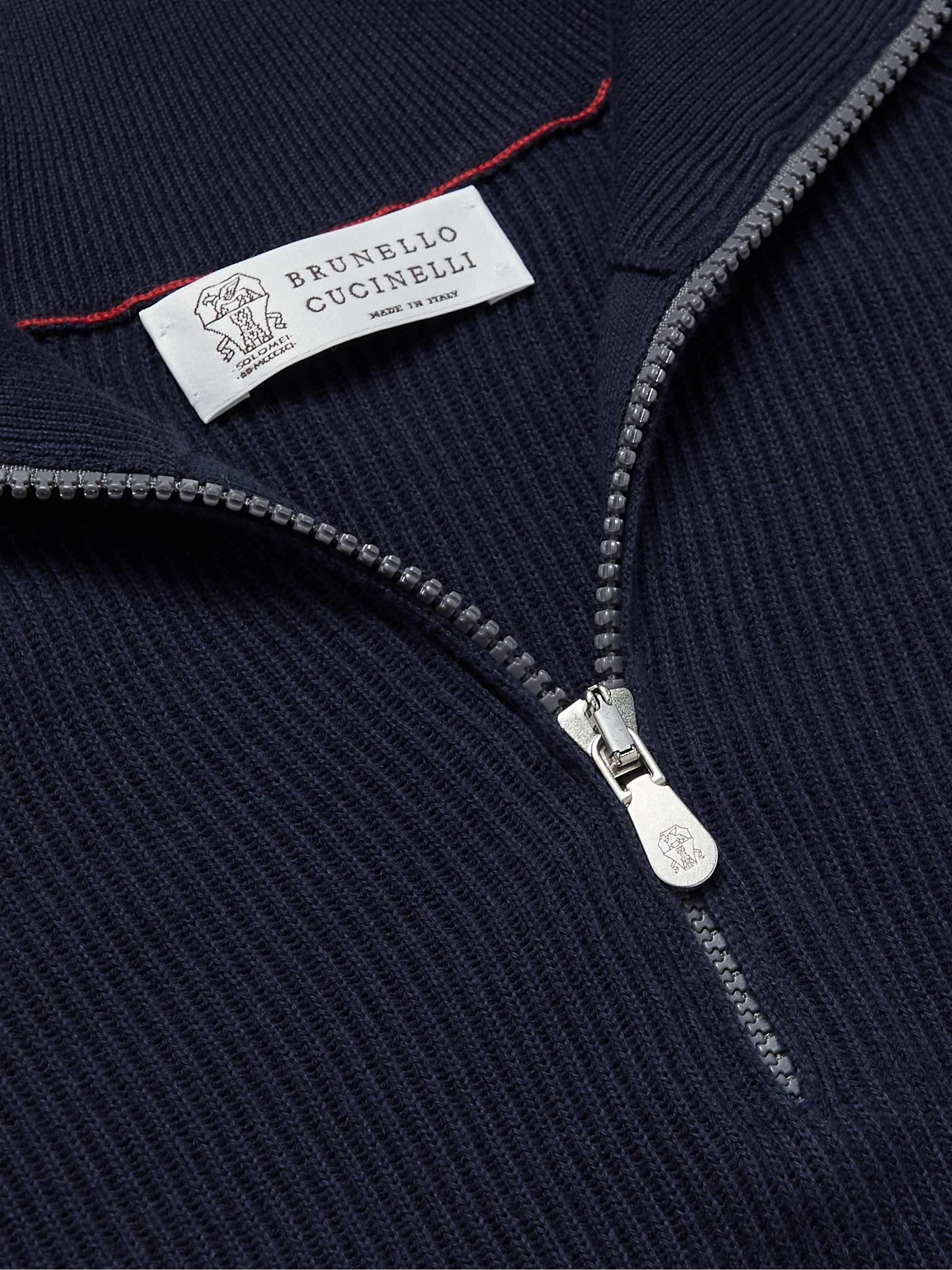 BRUNELLO CUCINELLI Ribbed Cotton Half-Zip Sweater