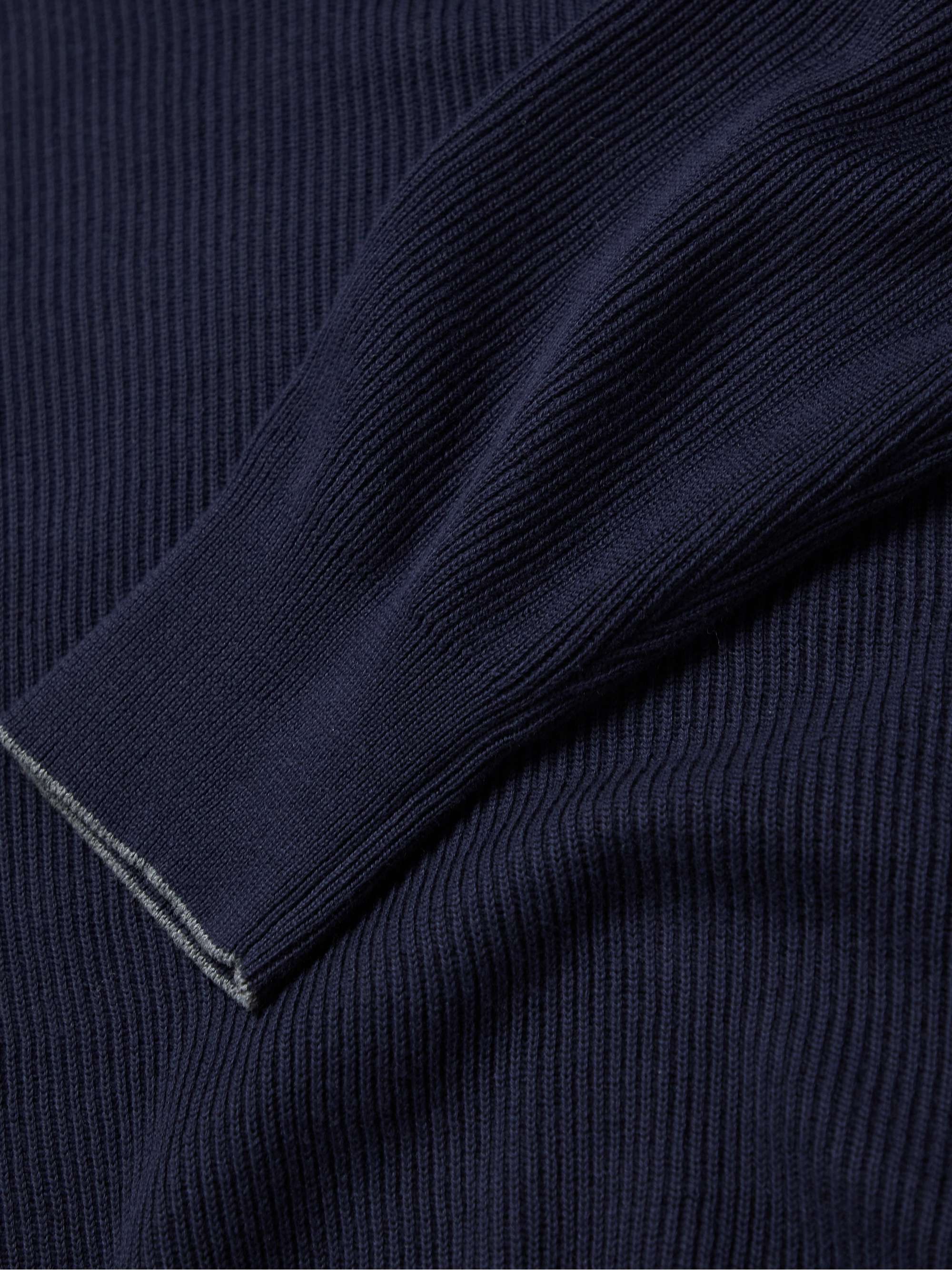 BRUNELLO CUCINELLI Ribbed Cotton Half-Zip Sweater