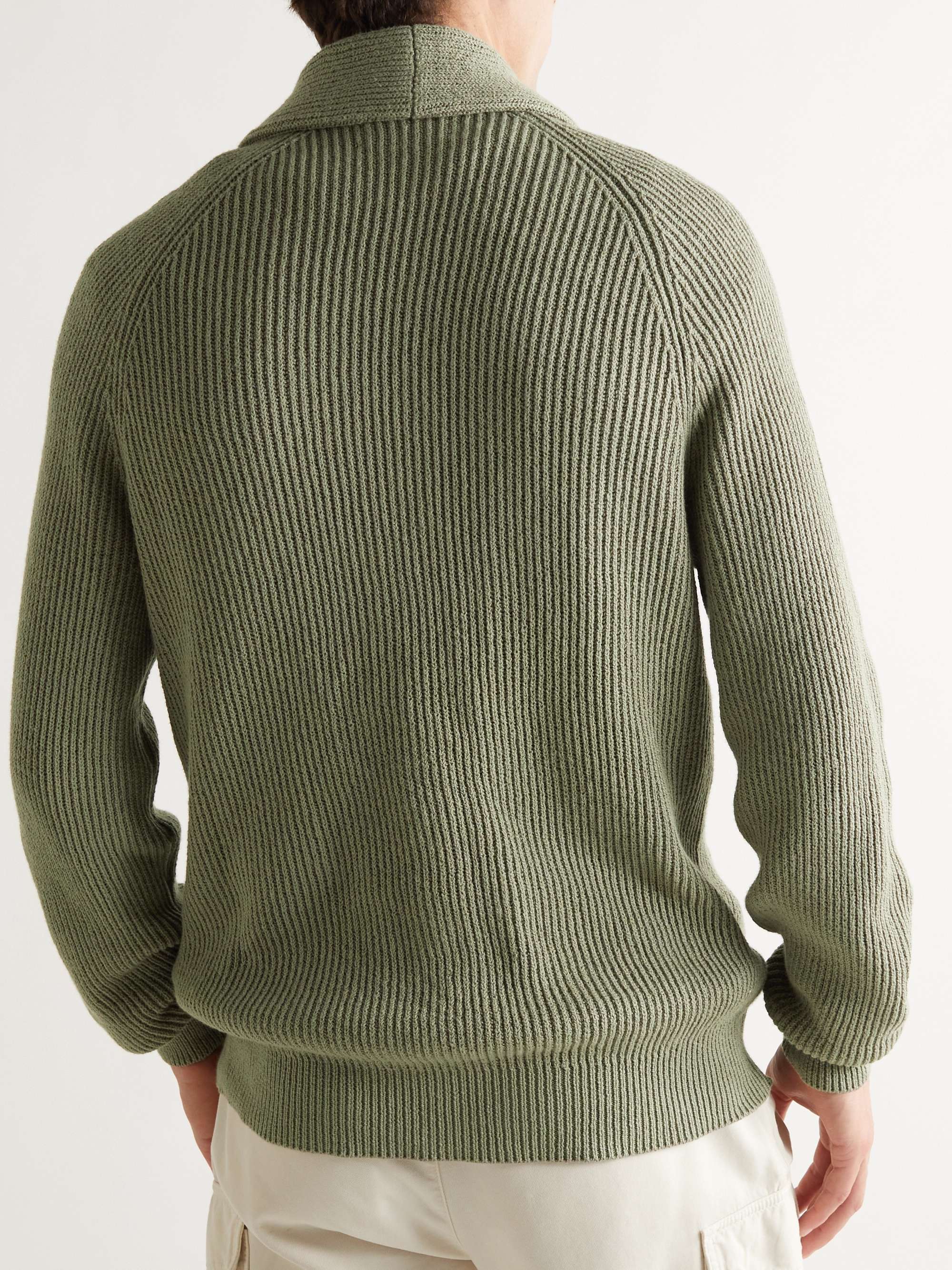 BRUNELLO CUCINELLI Shawl-Collar Ribbed Cotton Cardigan