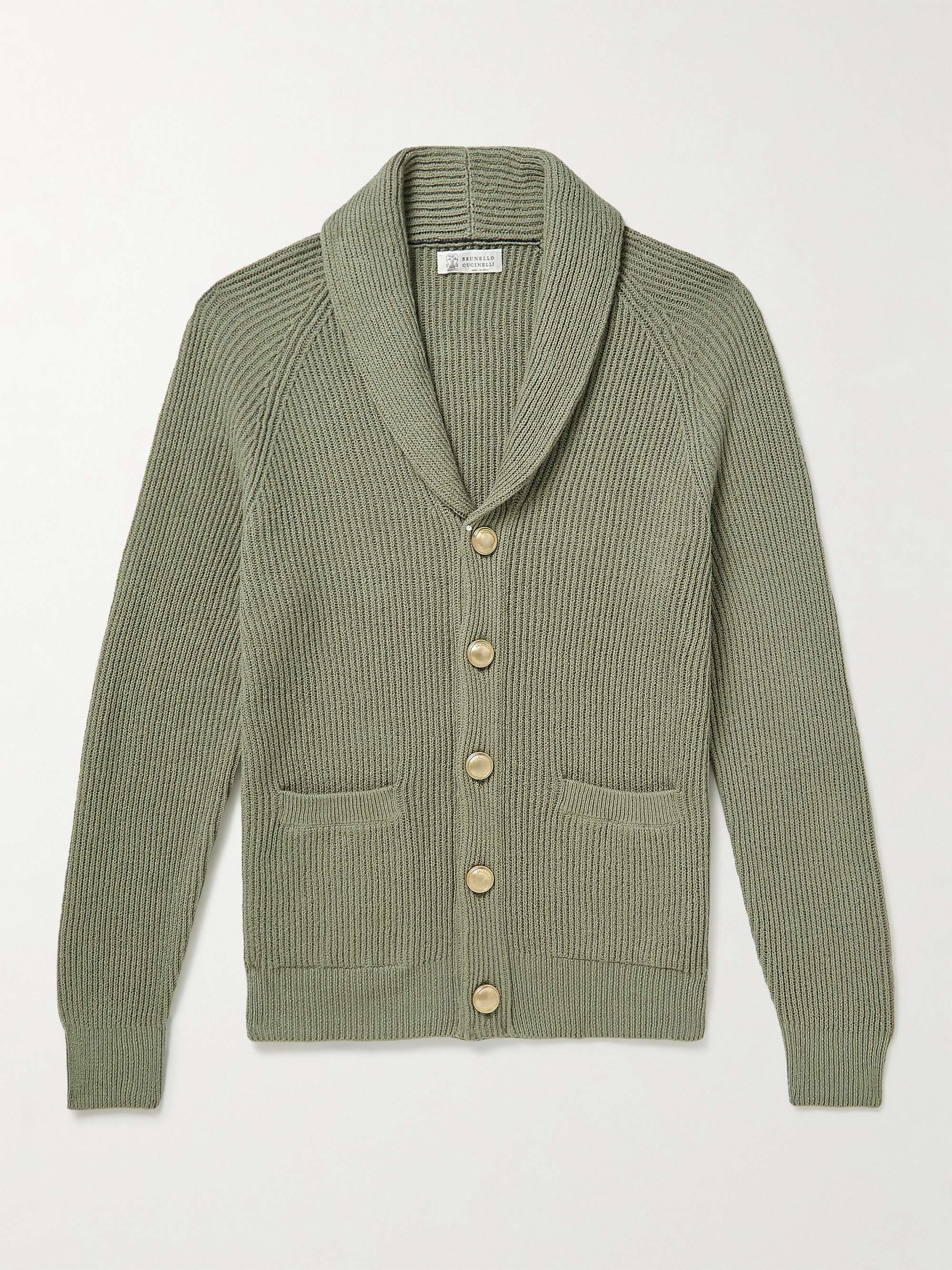 BRUNELLO CUCINELLI Shawl-Collar Ribbed Cotton Cardigan