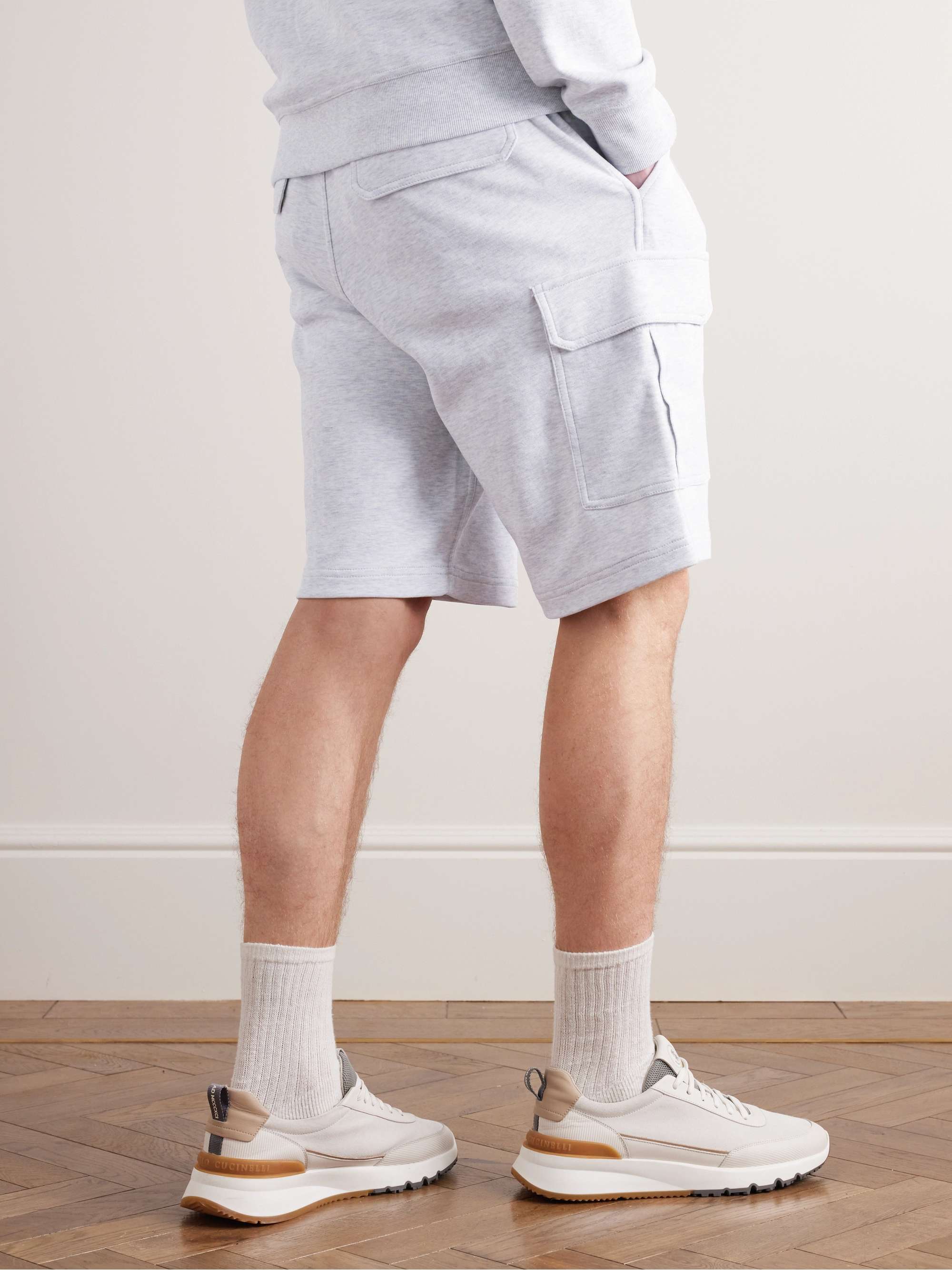 BRUNELLO CUCINELLI Straight-Leg Cotton-Blend Drawstrings Shorts
