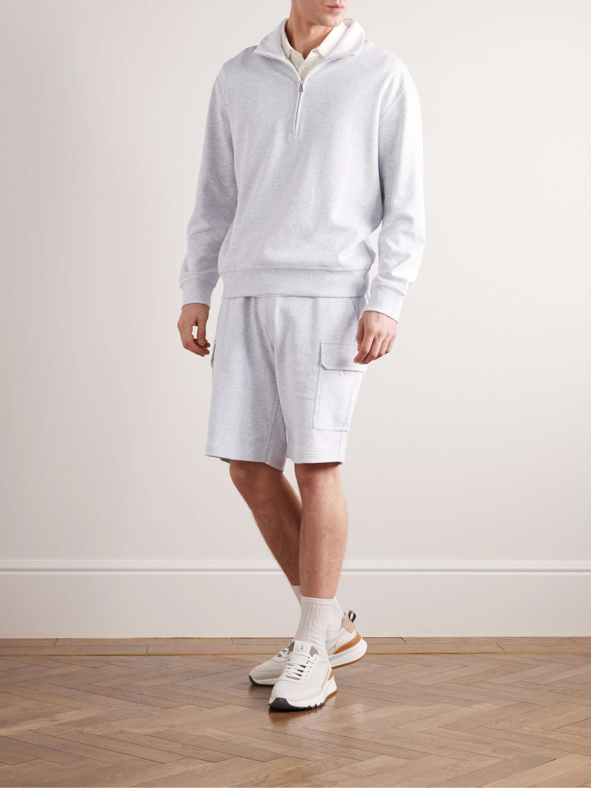 BRUNELLO CUCINELLI Straight-Leg Cotton-Blend Drawstrings Shorts