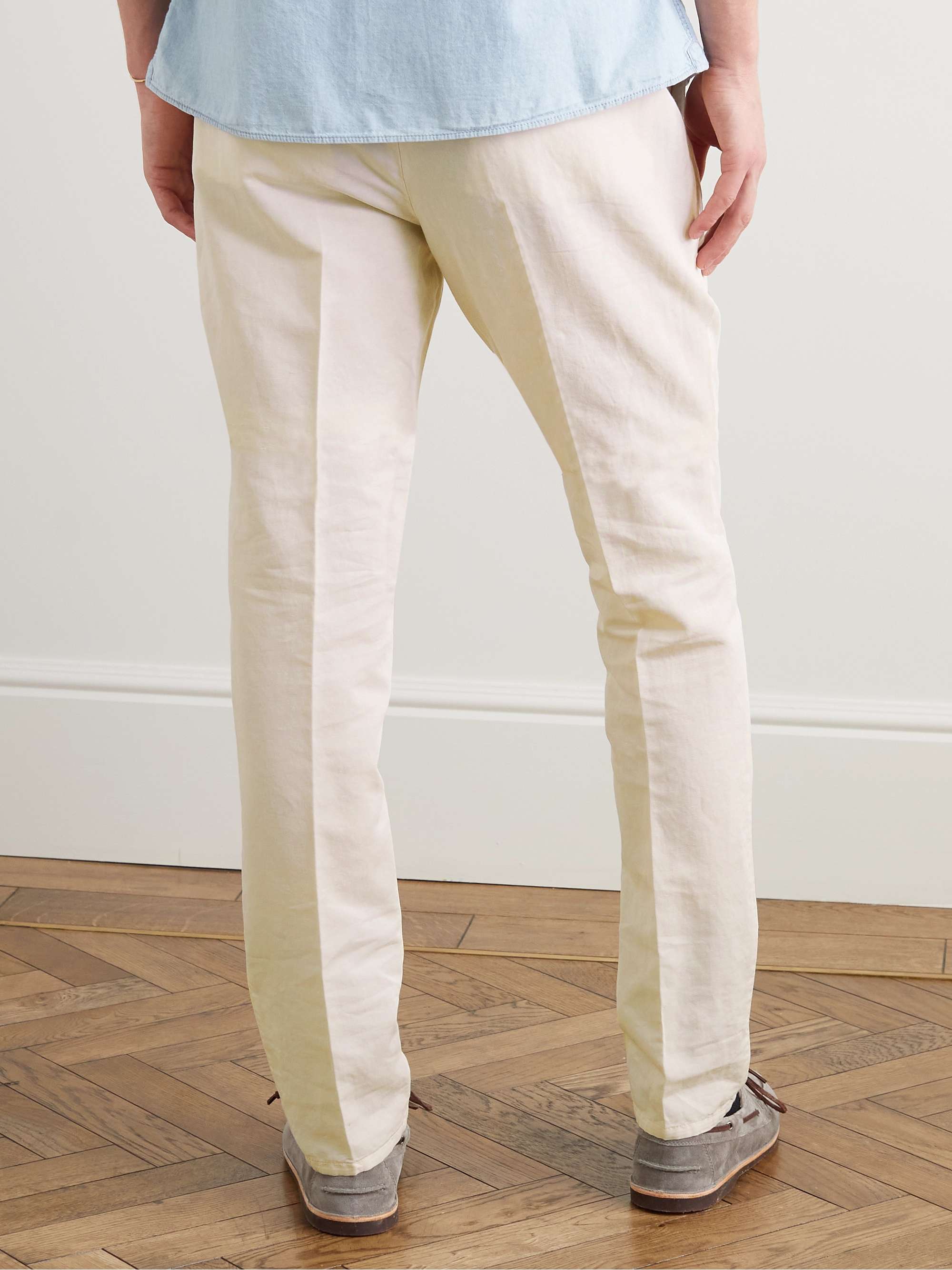 BRUNELLO CUCINELLI Slim-Fit Tapered Linen and Cotton-Blend Drawstring Trousers