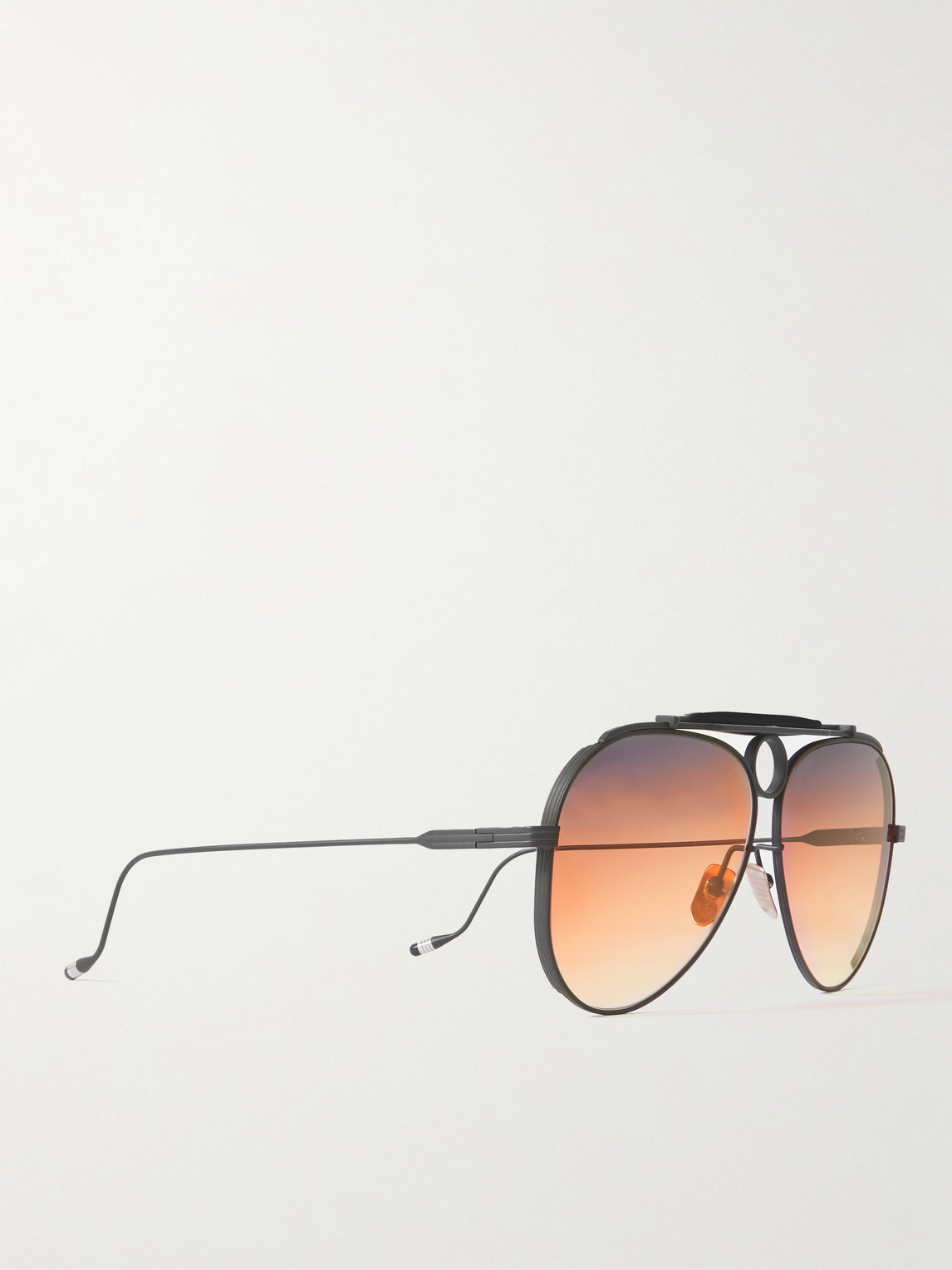 Shop Jacques Marie Mage Diamond Cross Ranch Aviator-style Black-tone Sunglasses