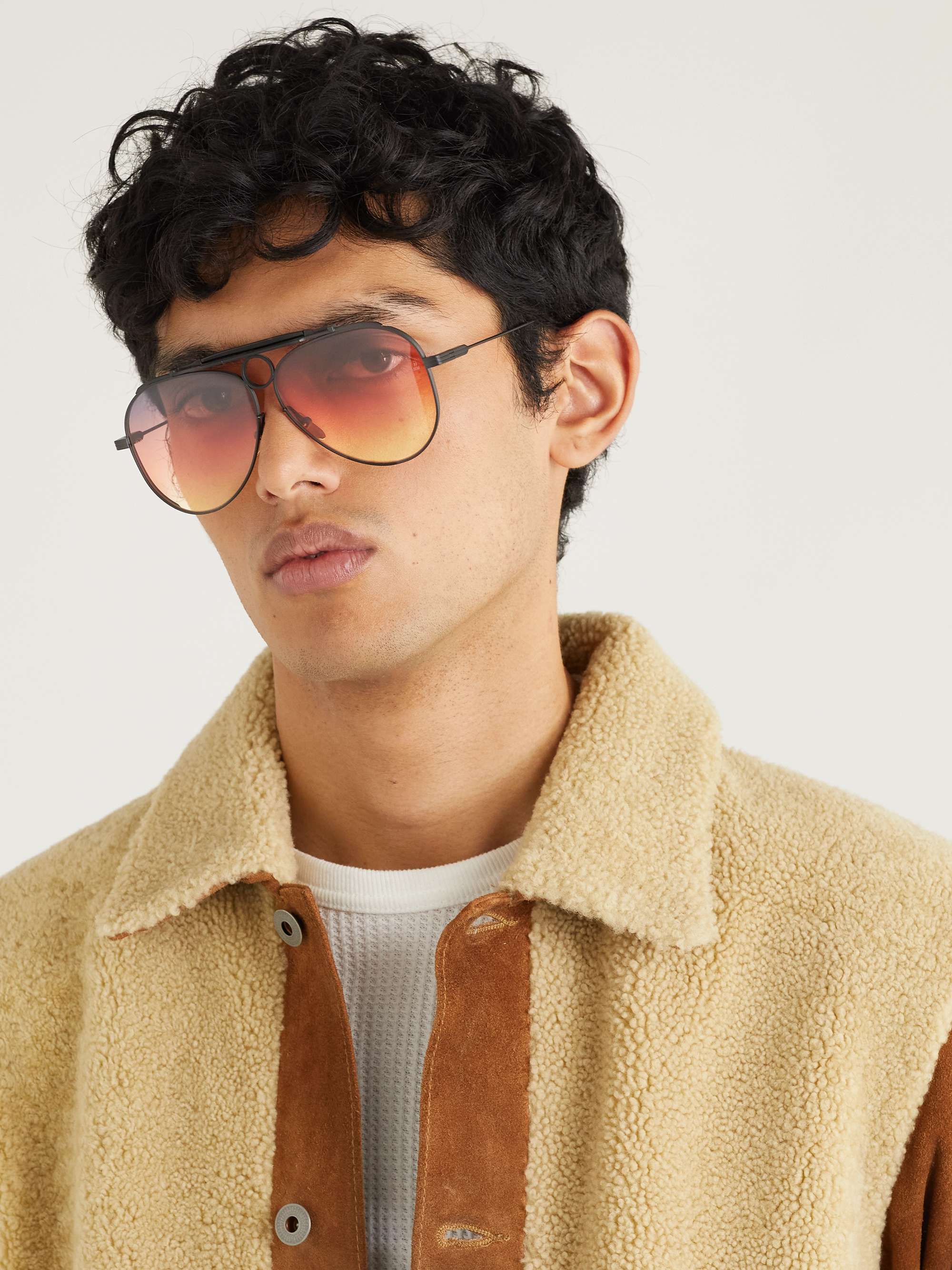 JACQUES MARIE MAGE + Diamond Cross Ranch Aviator-Style Gold-Tone Sunglasses
