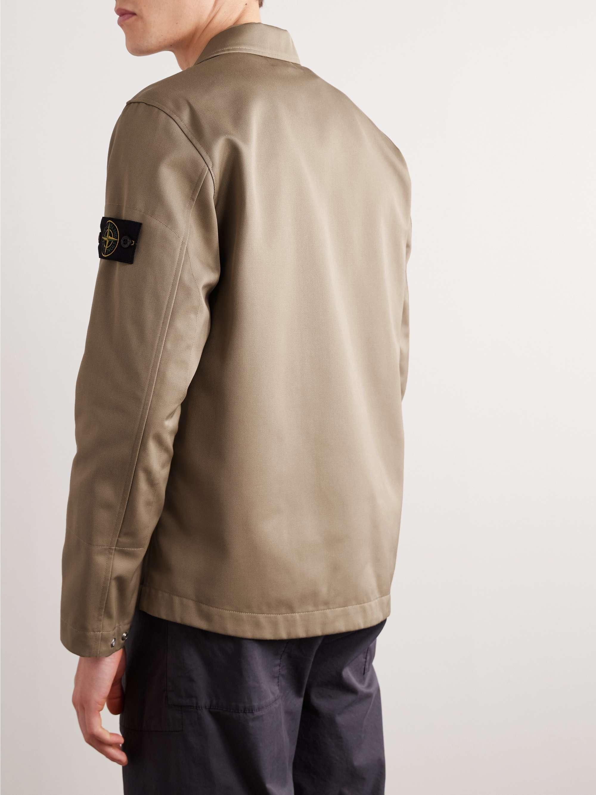 STONE ISLAND Logo-Appliquéd Gabardine Overshirt