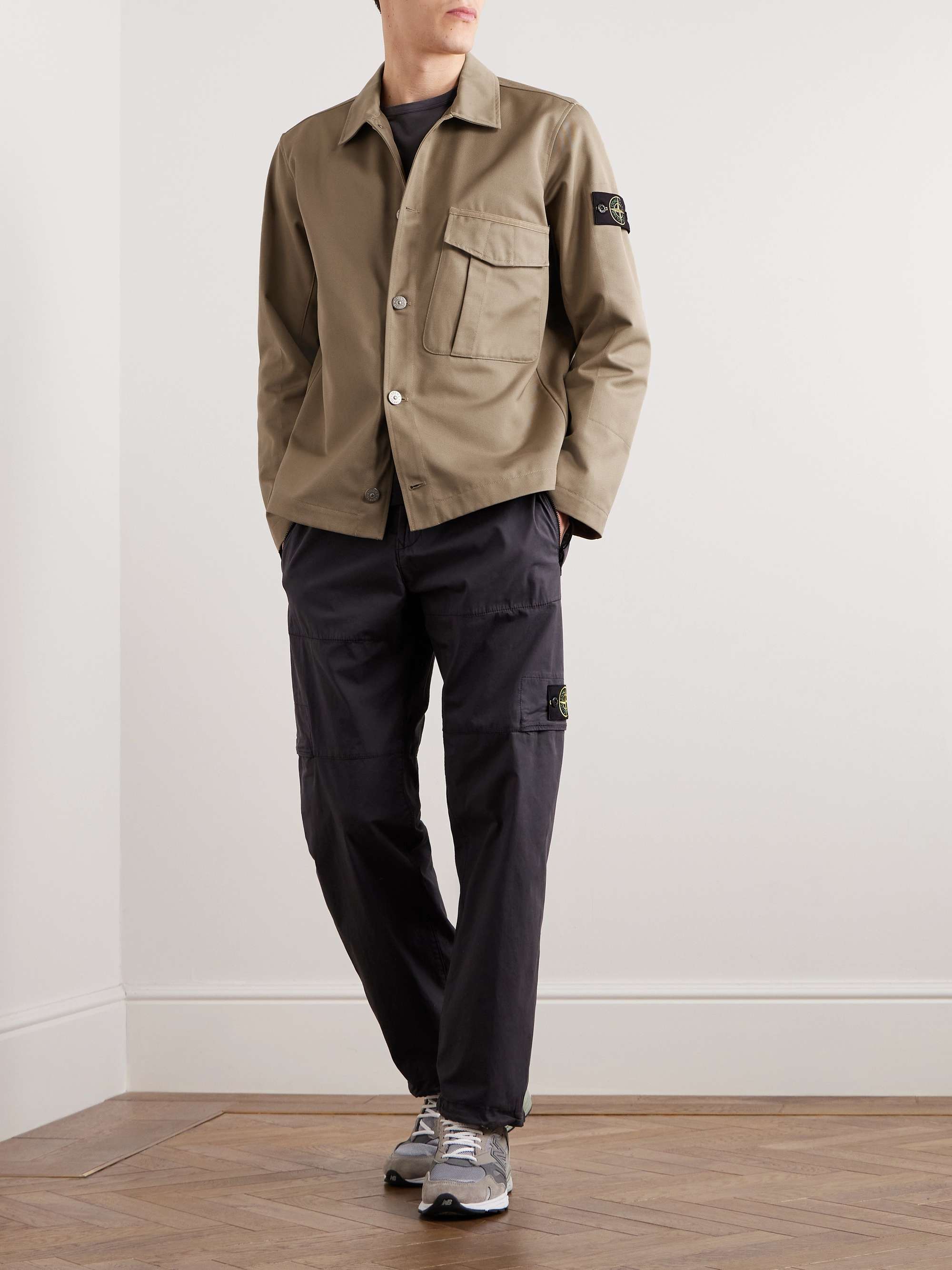 STONE ISLAND Logo-Appliquéd Gabardine Overshirt