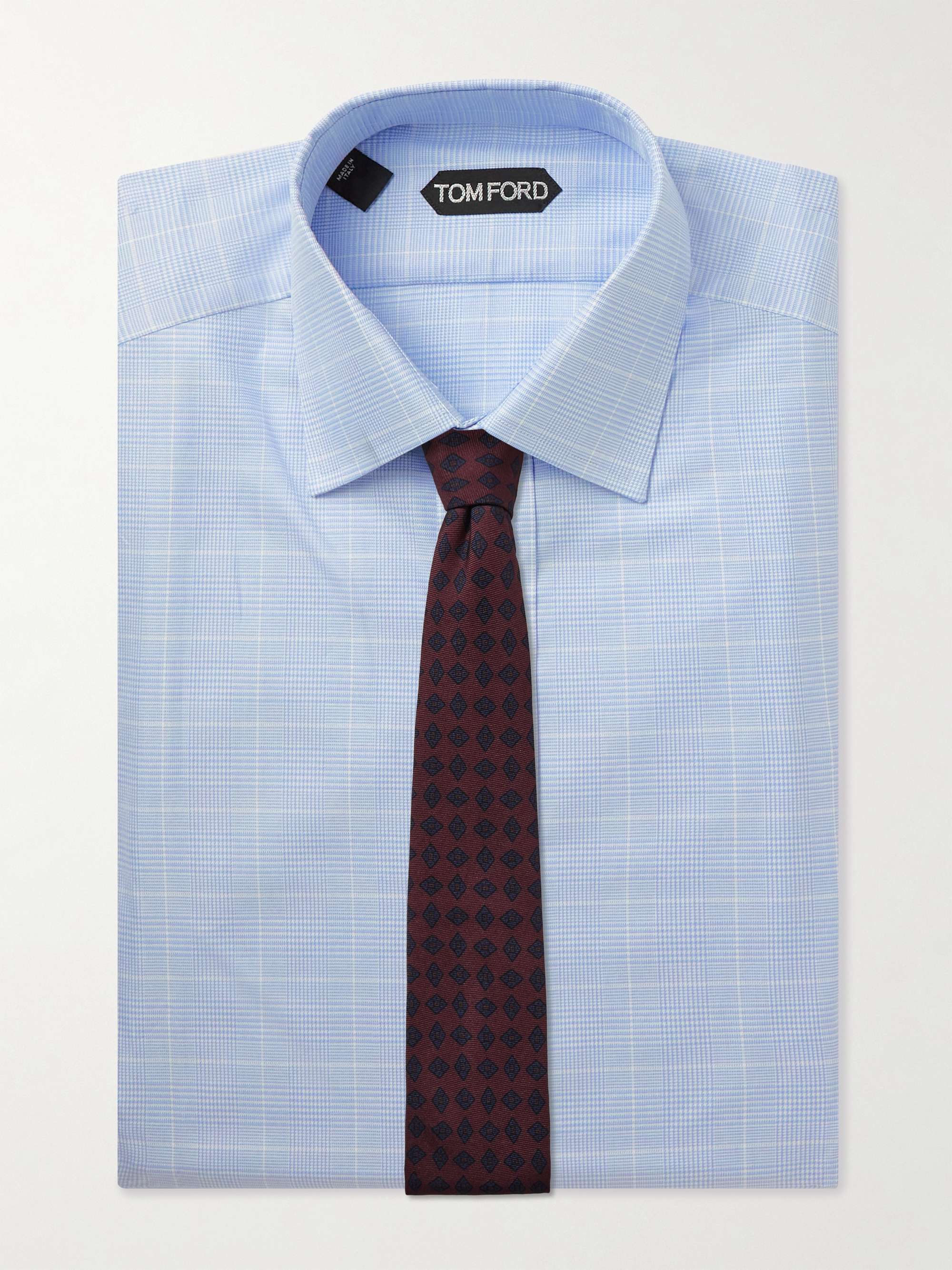 TOM FORD Prince Of Wales Checked Cotton-Poplin Shirt