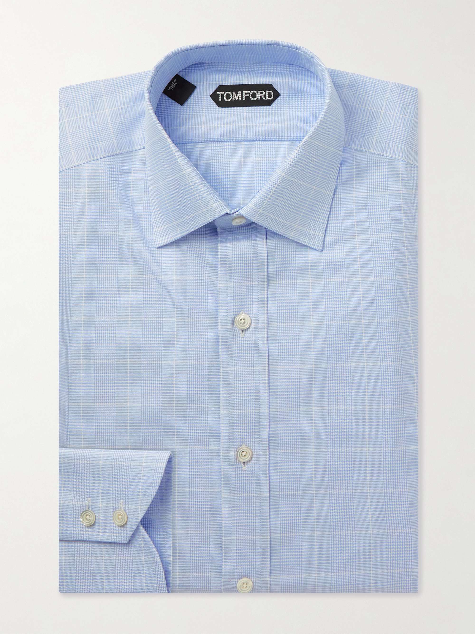 TOM FORD Prince Of Wales Checked Cotton-Poplin Shirt