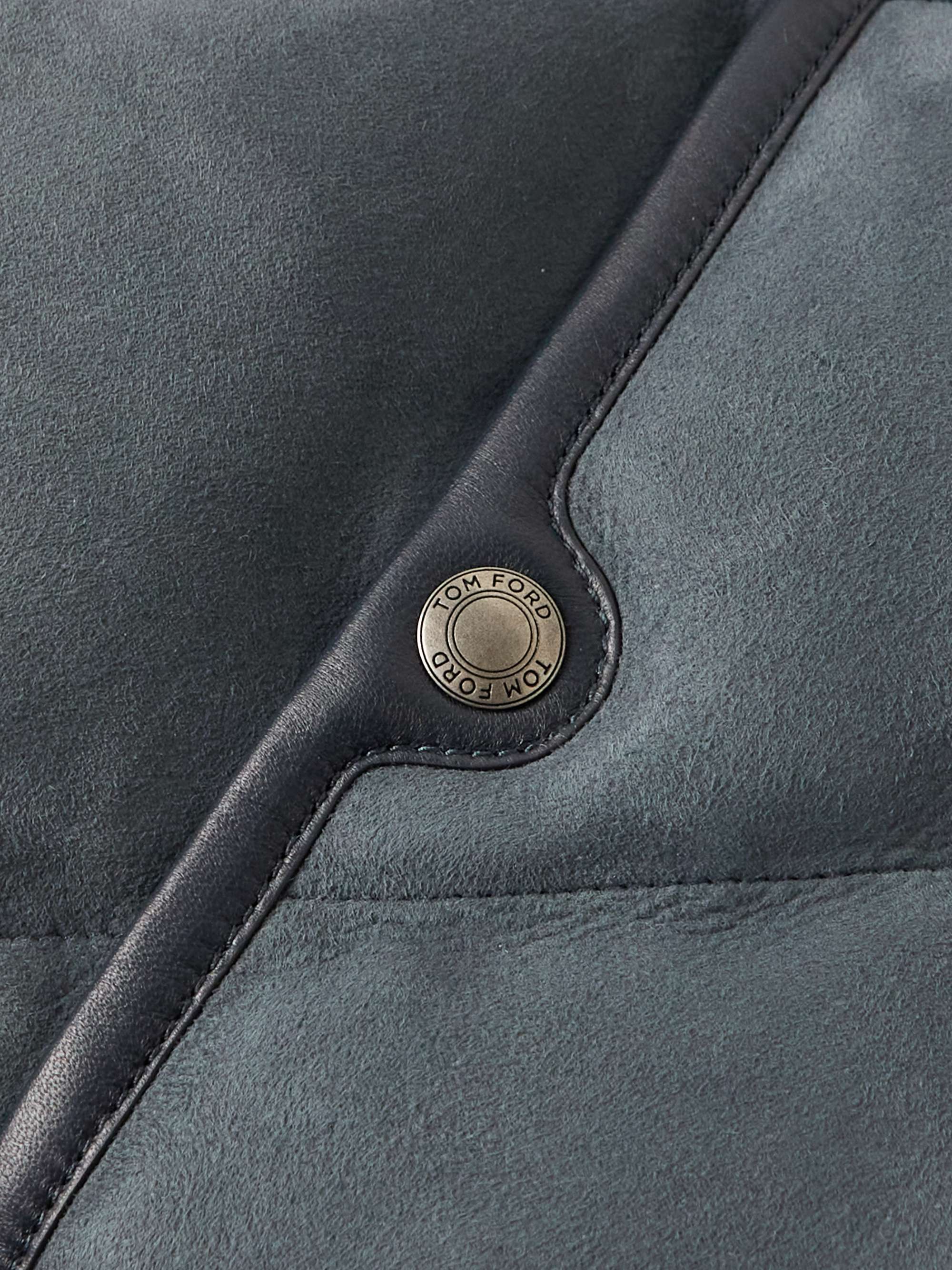 TOM FORD Leather-Trimmed Padded Quilted Suede Gilet