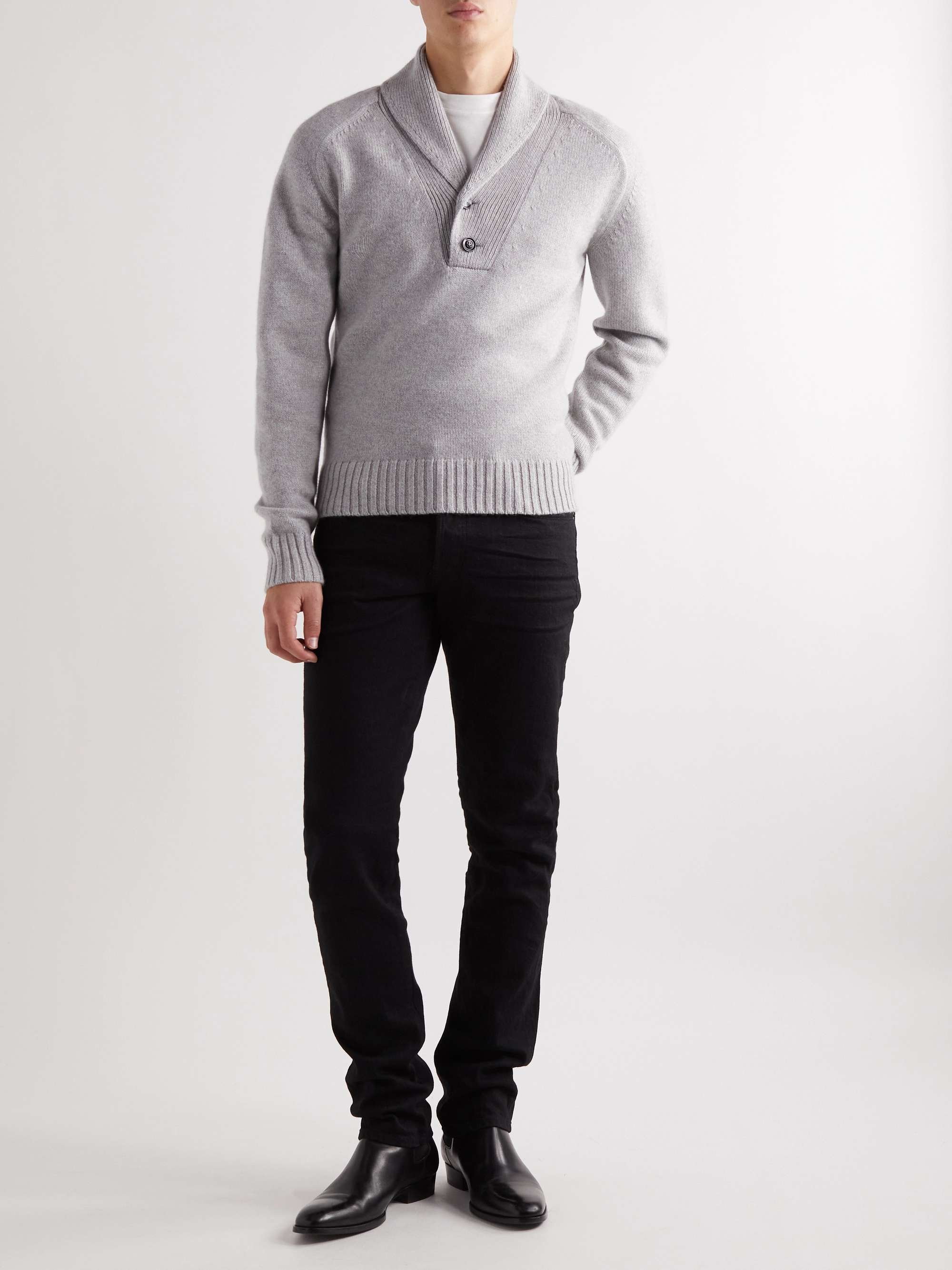 Gray ShawlCollar Cashmere Cardigan TOM FORD MR PORTER