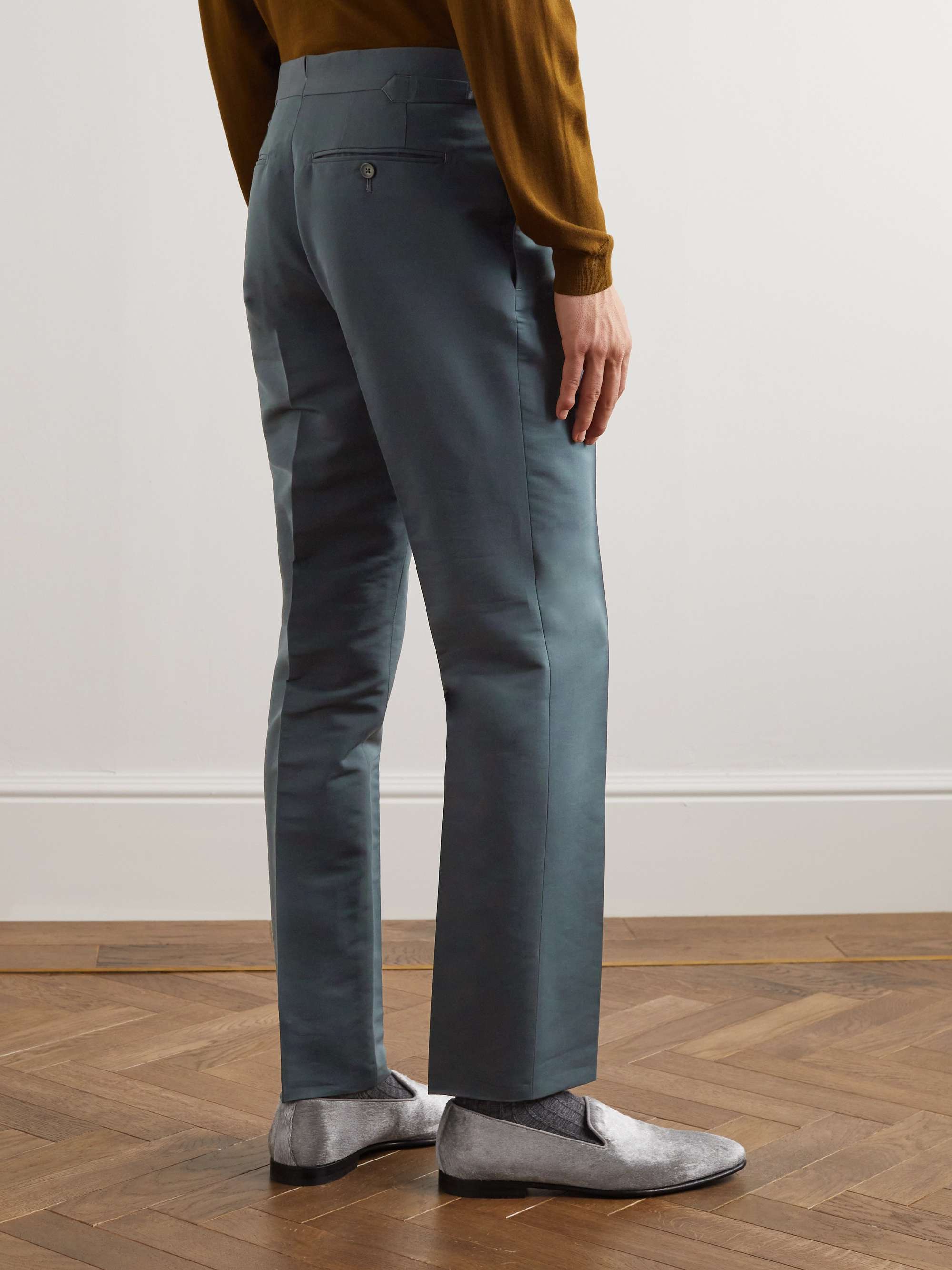 TOM FORD Shelton Straight-Leg Cotton and Silk-Blend Suit Trousers