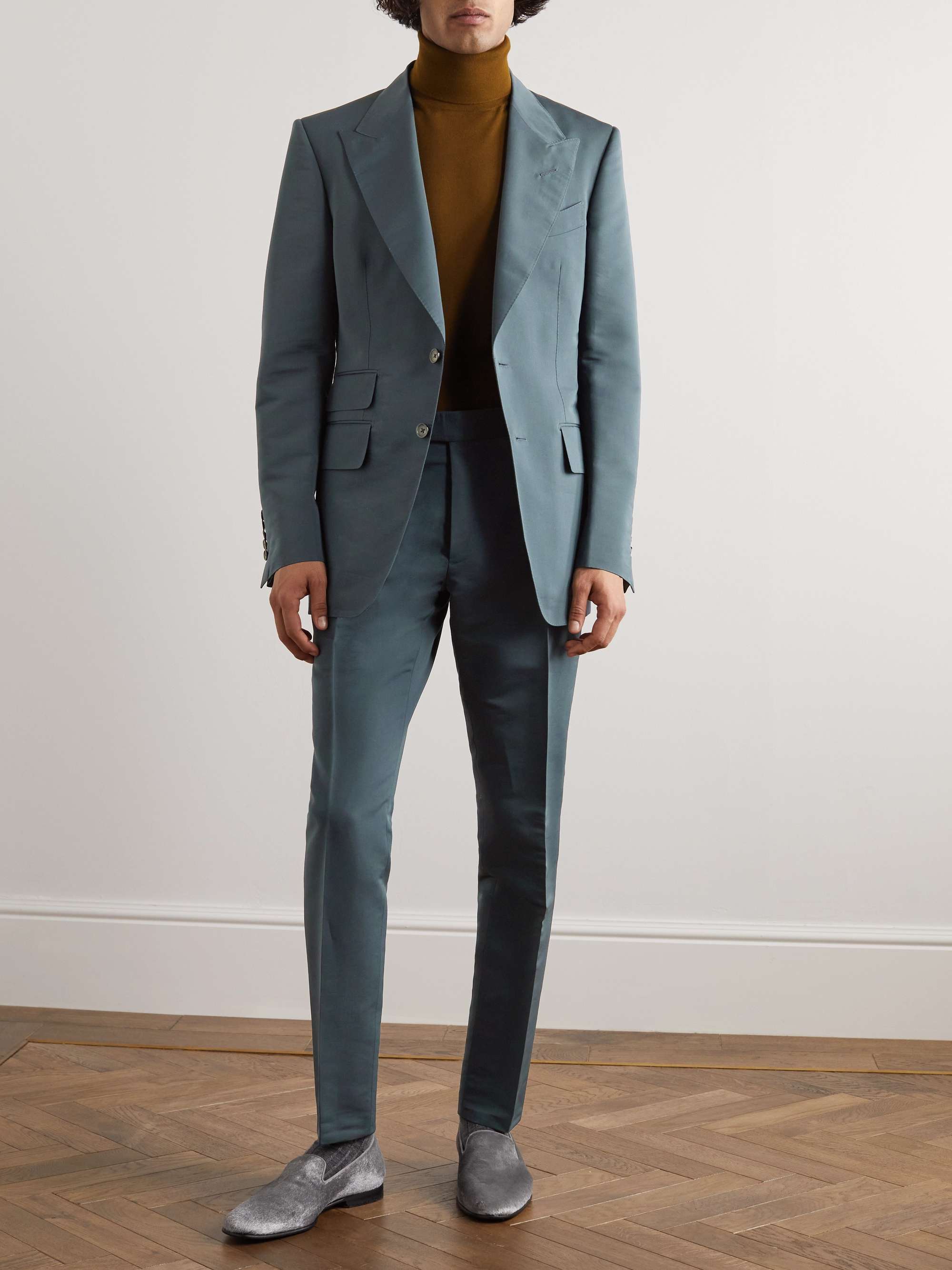 TOM FORD Shelton Straight-Leg Cotton and Silk-Blend Suit Trousers