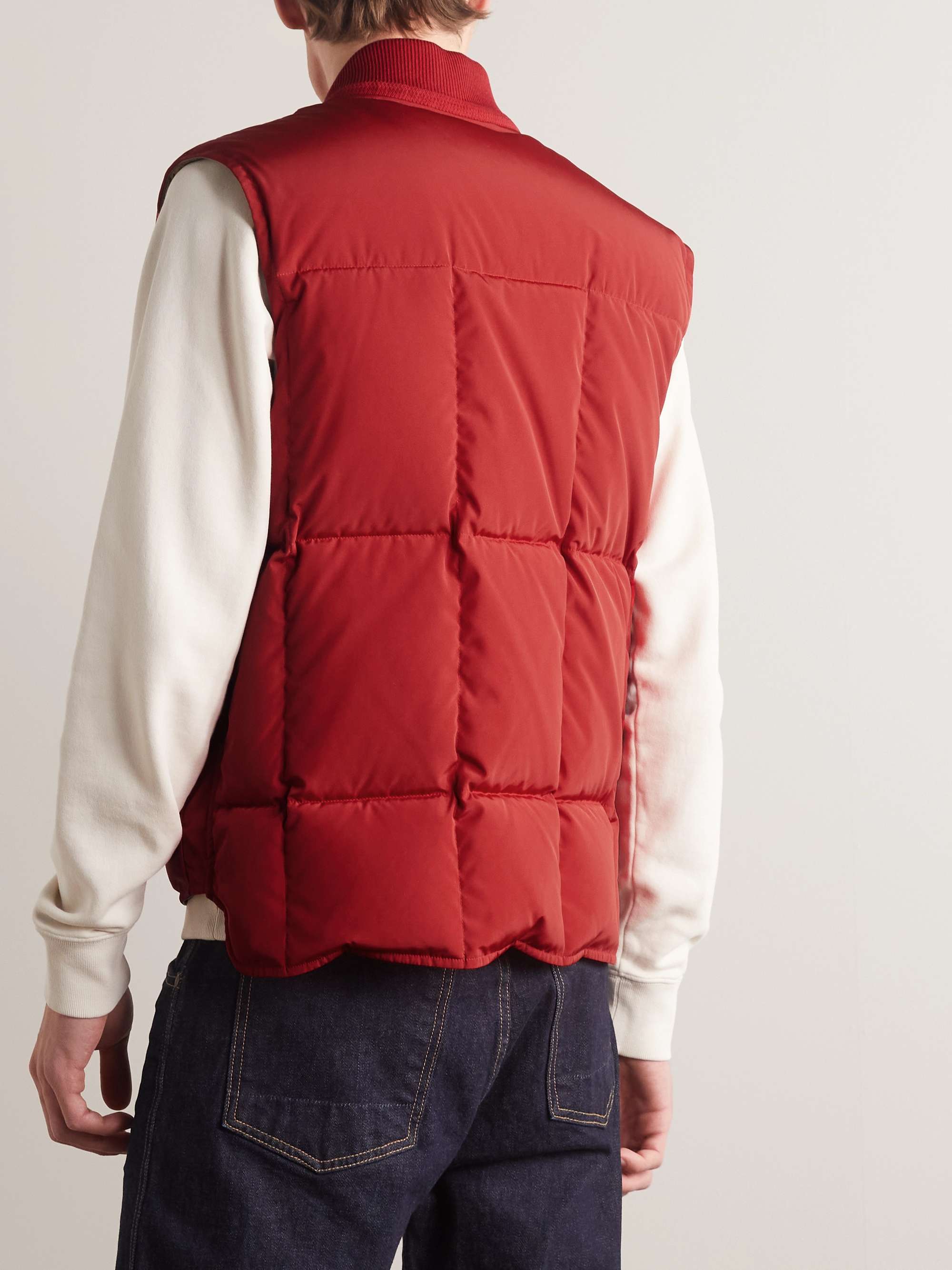 TOM FORD Leather-Trimmed Quilted Shell Down Gilet