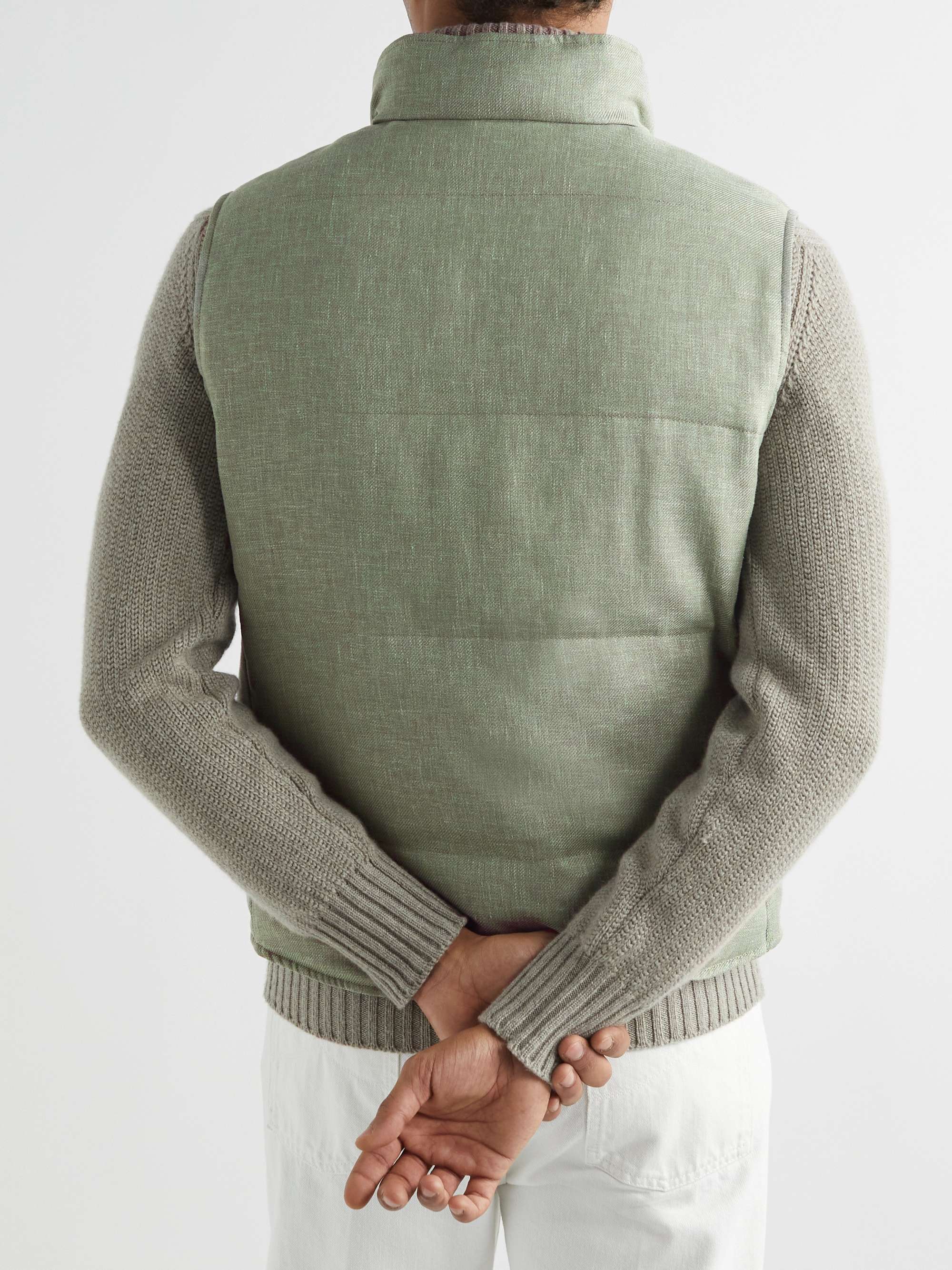 BRUNELLO CUCINELLI Linen, Wool and Silk-Blend Down Gilet