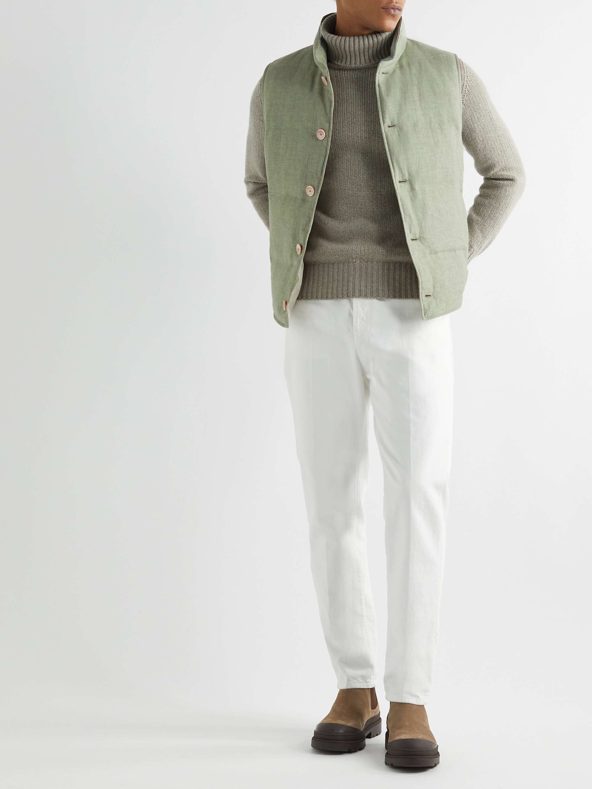 BRUNELLO CUCINELLI Linen, Wool and Silk-Blend Down Gilet