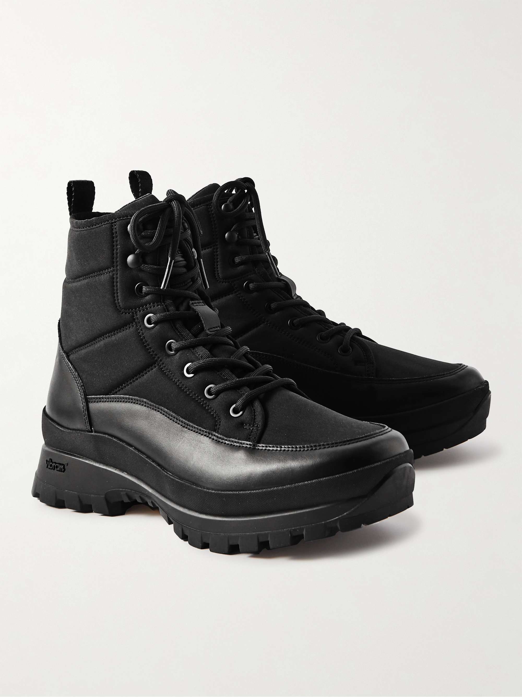 BELSTAFF Explore Leather-Trimmed Padded Shell Lace-Up Boots