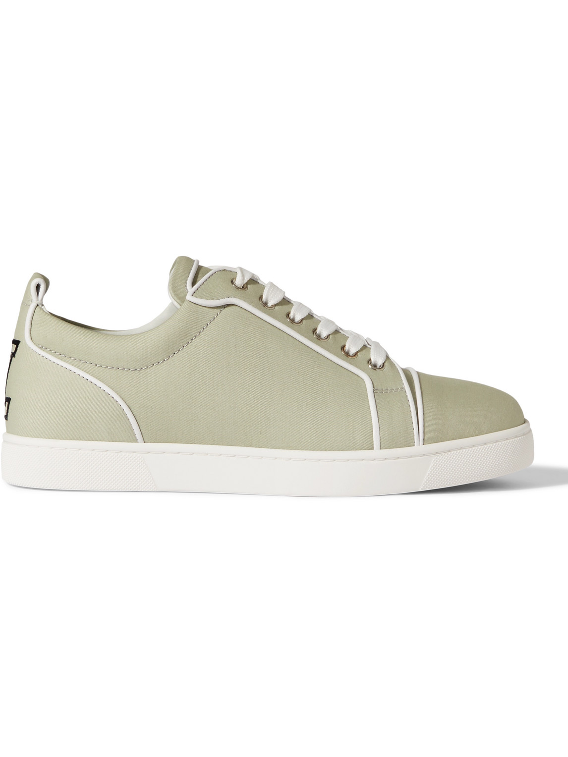 Shop Christian Louboutin Varsijunior Leather-trimmed Cotton-gabardine Sneakers In Neutrals