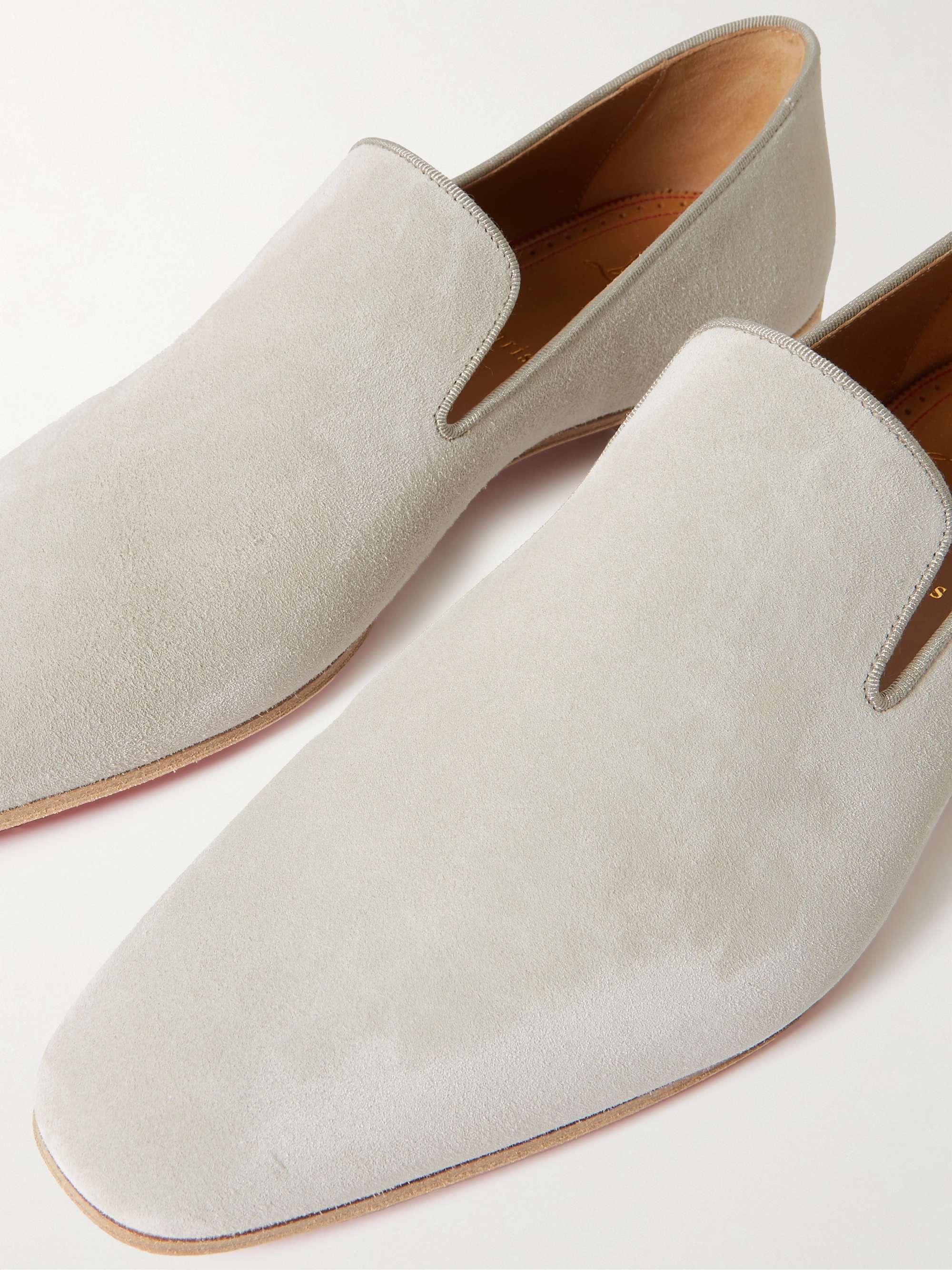 Christian Louboutin Dandelion Red Sole Leather Loafers in White for Men