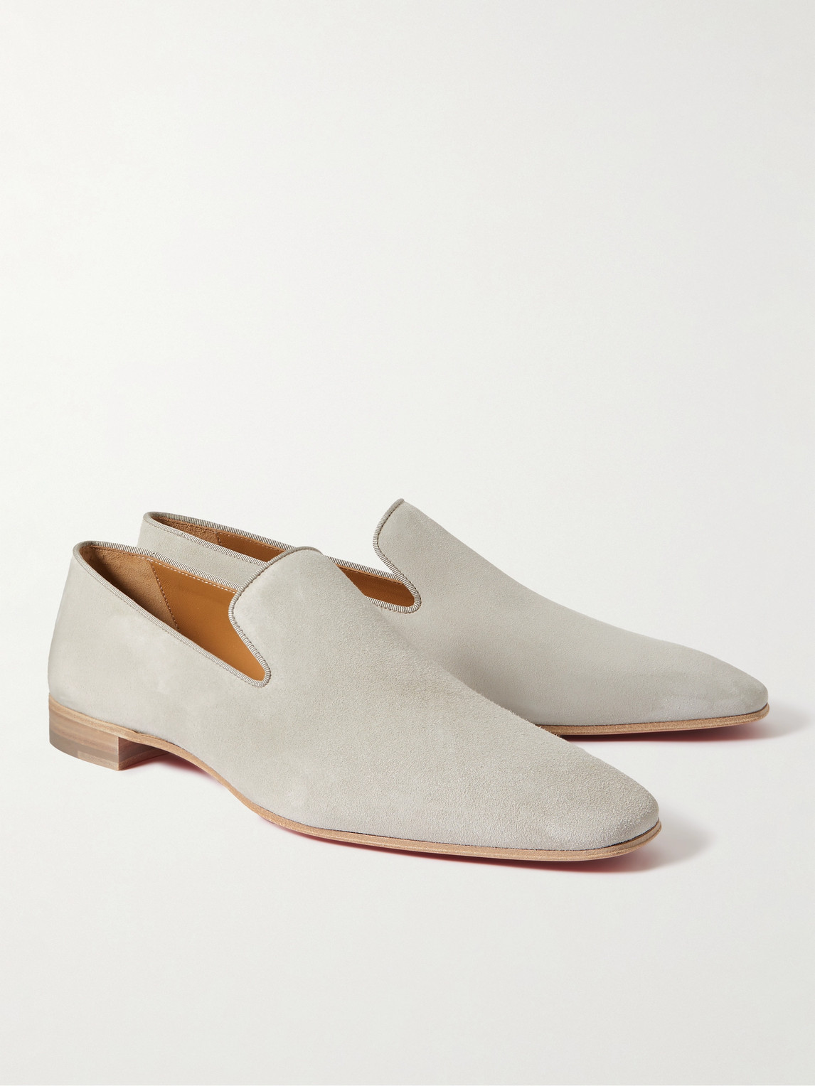 Shop Christian Louboutin Dandelion Suede Loafers In Gray